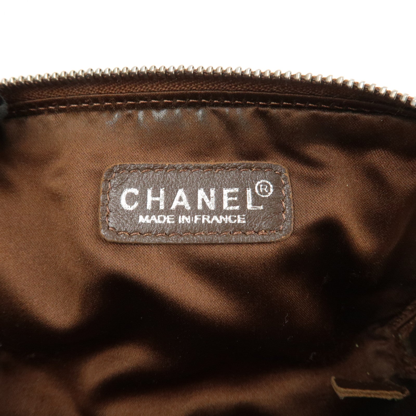 CHANEL New Travel Line Nylon Jacquard Cosmetic Pouch Khaki