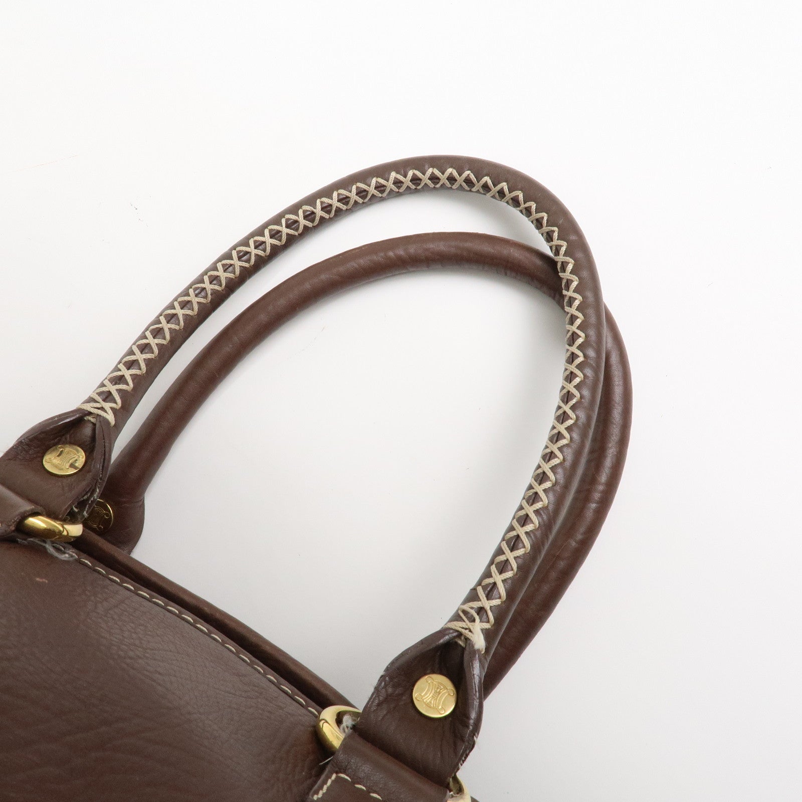 CELINE Logo Leather Boogie Bag Large Tote Bag Hand Bag Brown