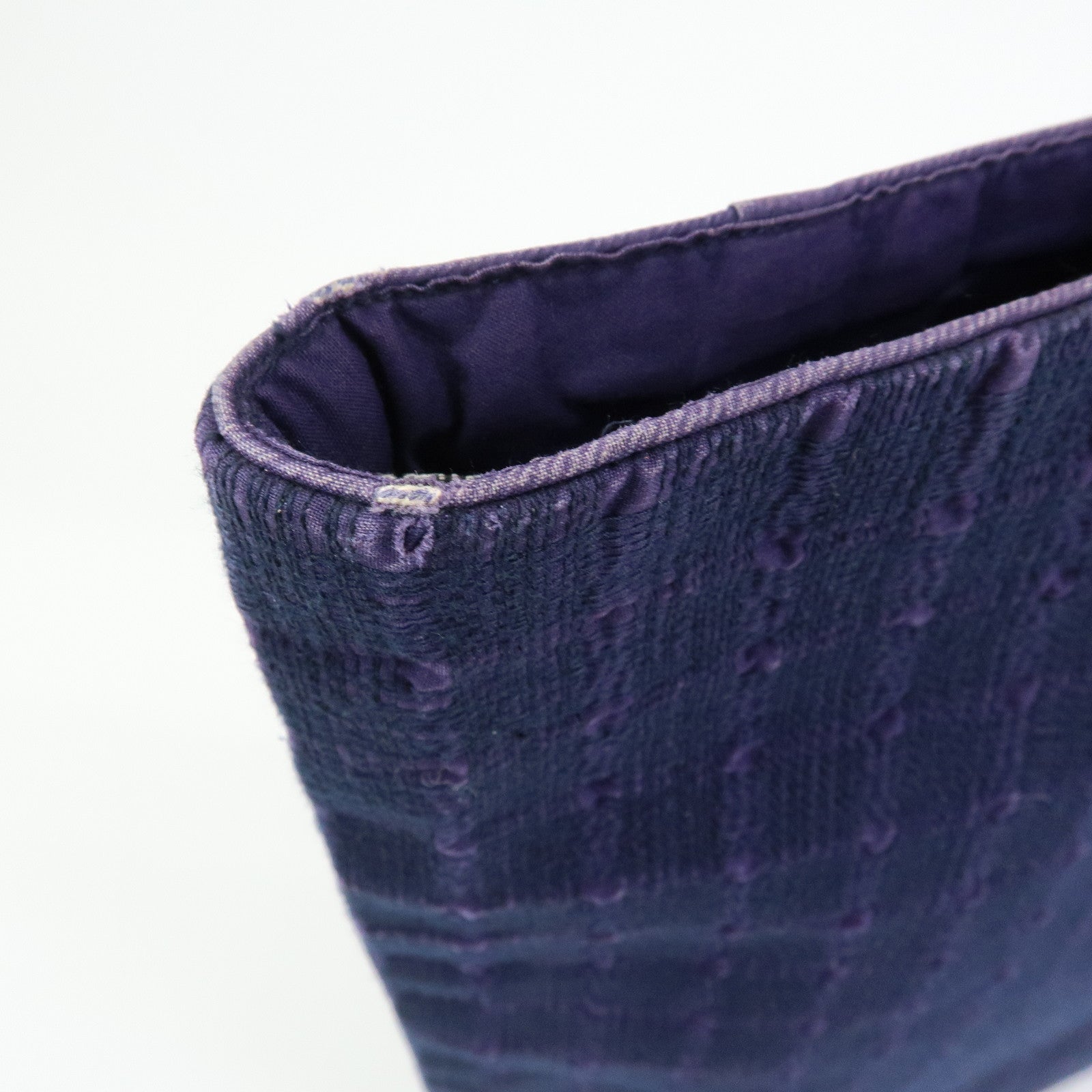 HERMES Amedaba GM Canvas Leather Tote Bag Hand Bag Navy Purple