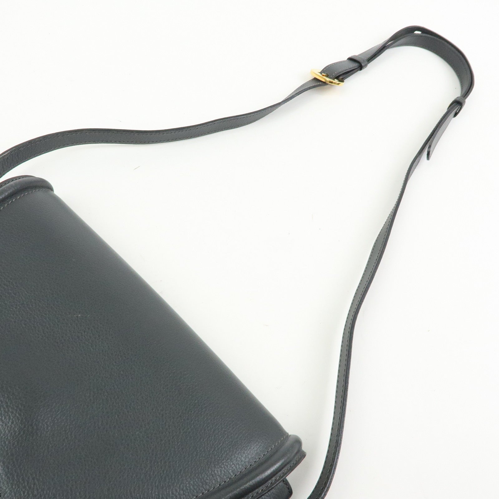 DELVAUX Calf Leather Shoulder Bag Crossbody Bag Eclair Gray