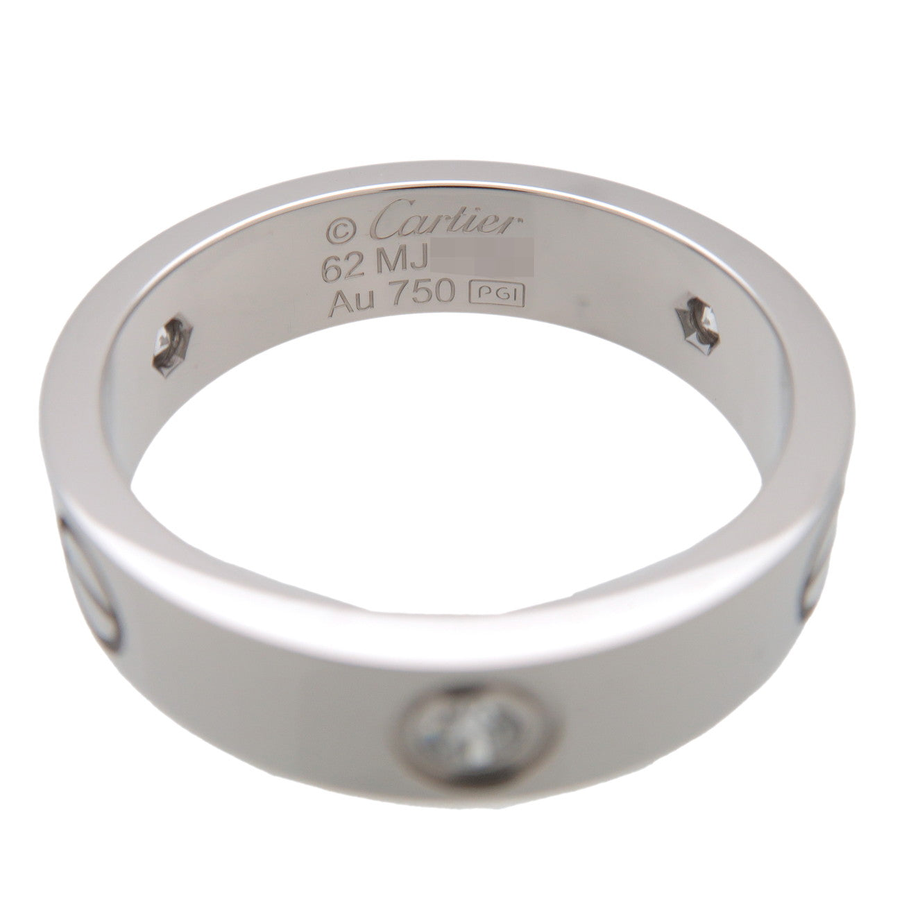 Cartier Love 3P Diamond Ring K18 750WG White Gold #62 US10 EU62