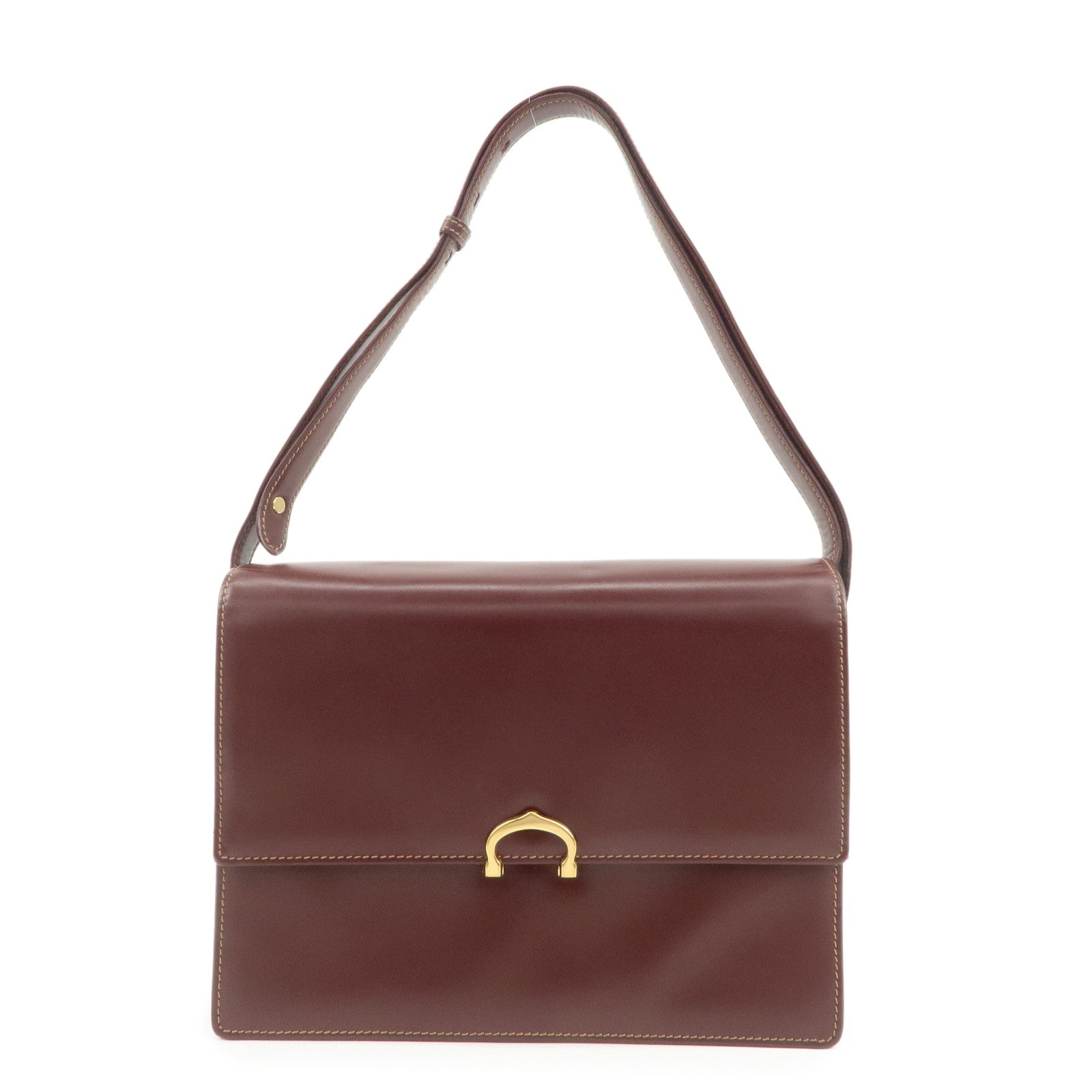 Cartier Must de Cartier Leather Shoulder Bag Hand Bag Bordeaux