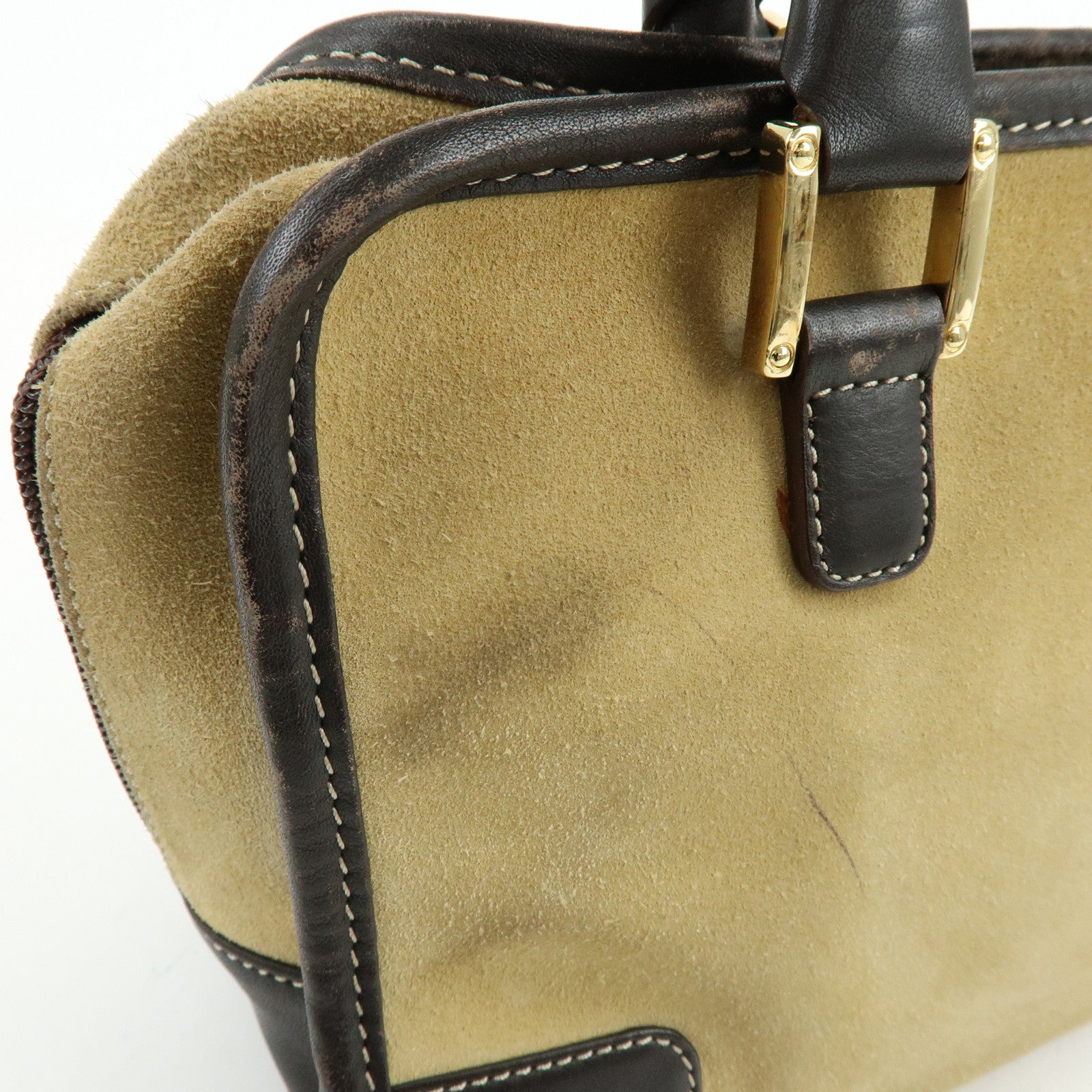 LOEWE Anagram Suede Leather Amazona 28 Hand Bag Brown