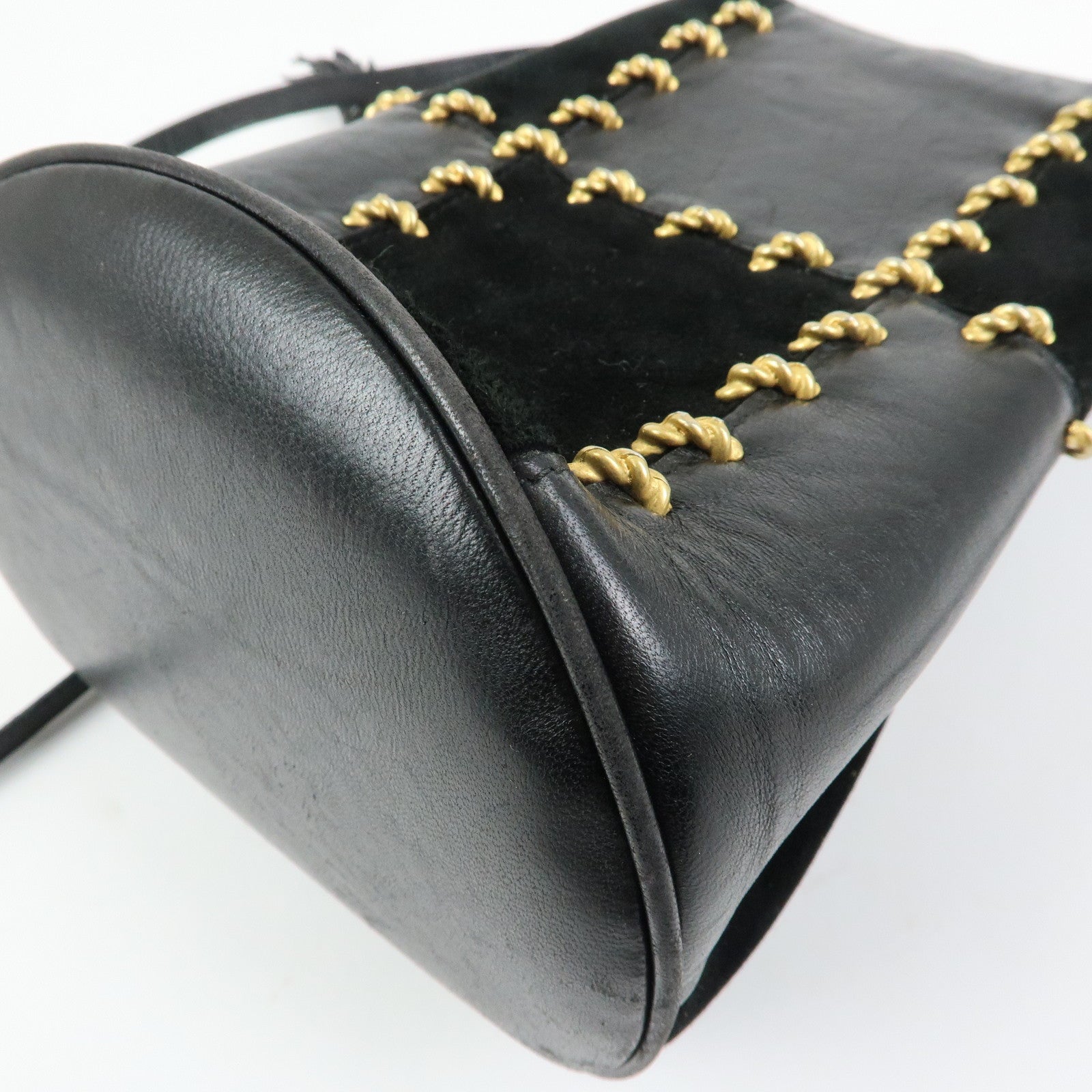 Ferragamo Leather Suede Shoulder Bag Crossbody Bag Black