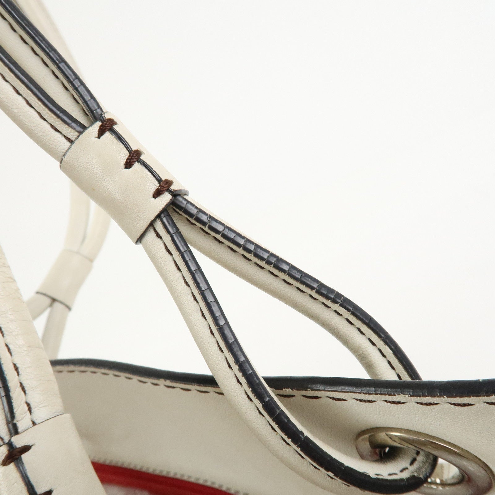 LOEWE Anagram Leather Shopper Tote Bag Shoulder Bag Hand Bag Ivory