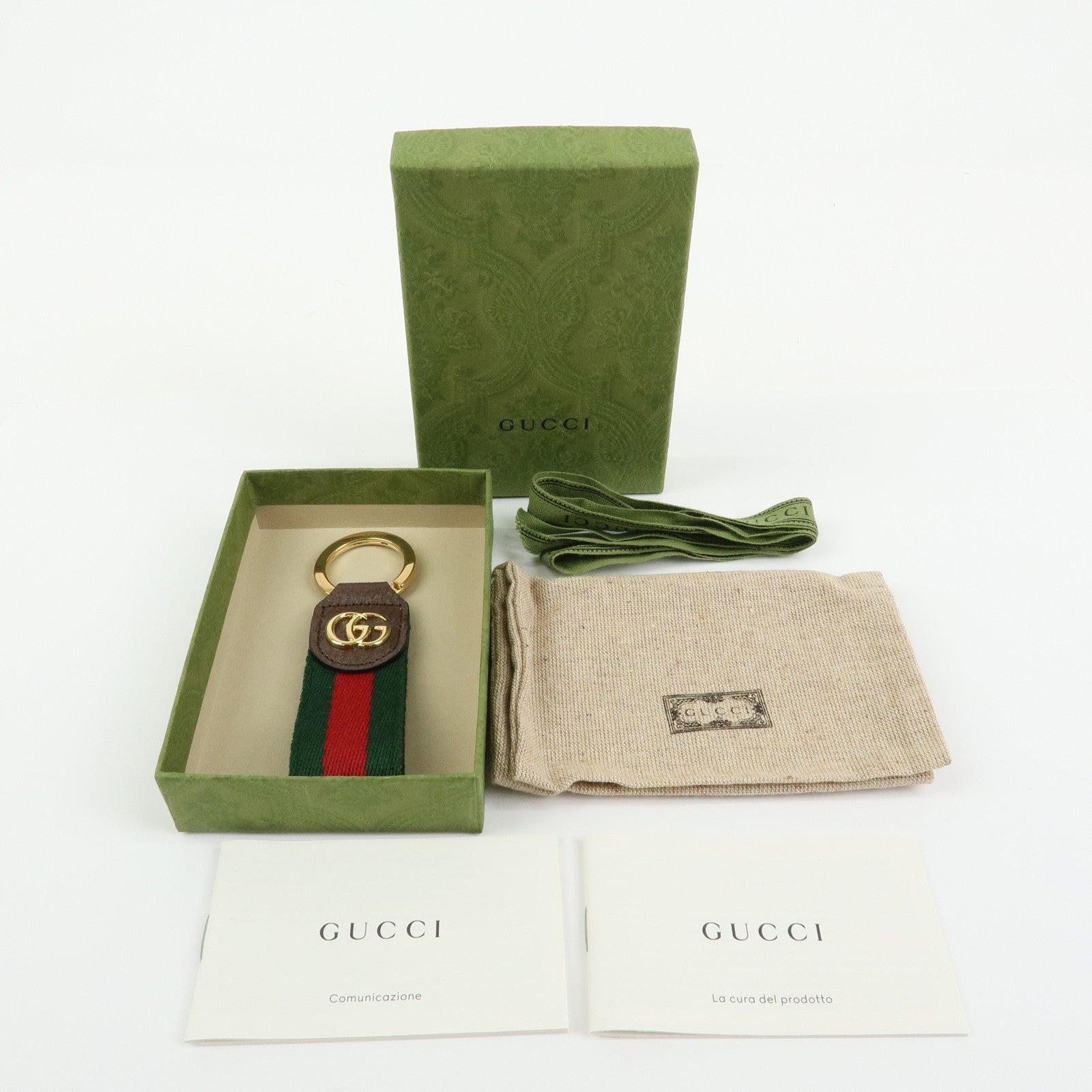 GUCCI GUCCI Ophidia Sherry Leather Bag Charm Key Holder 523161