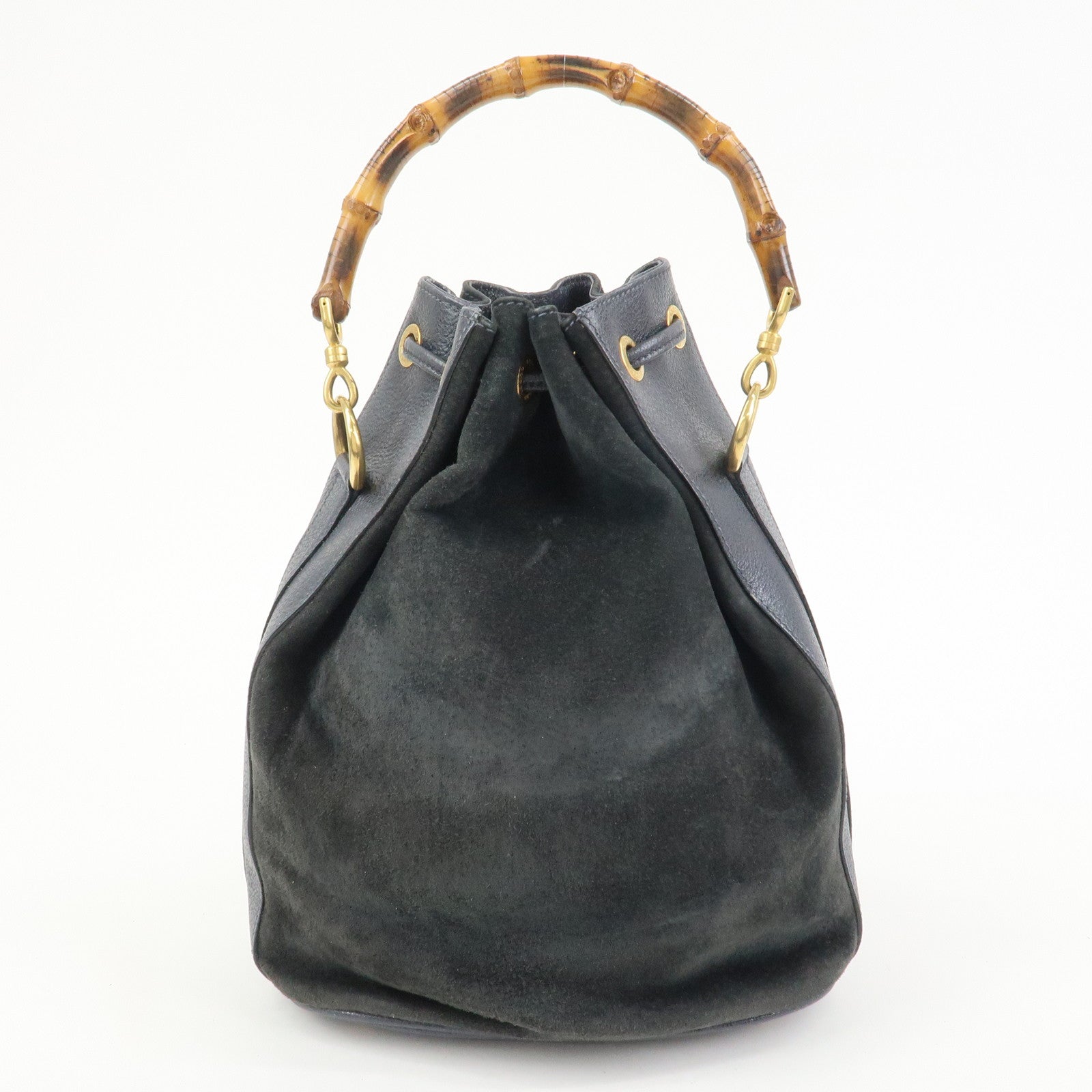 GUCCI Bamboo 2Way Bag Hand Bag Shoulder Bag Dark Navy 001繝ｻ2865