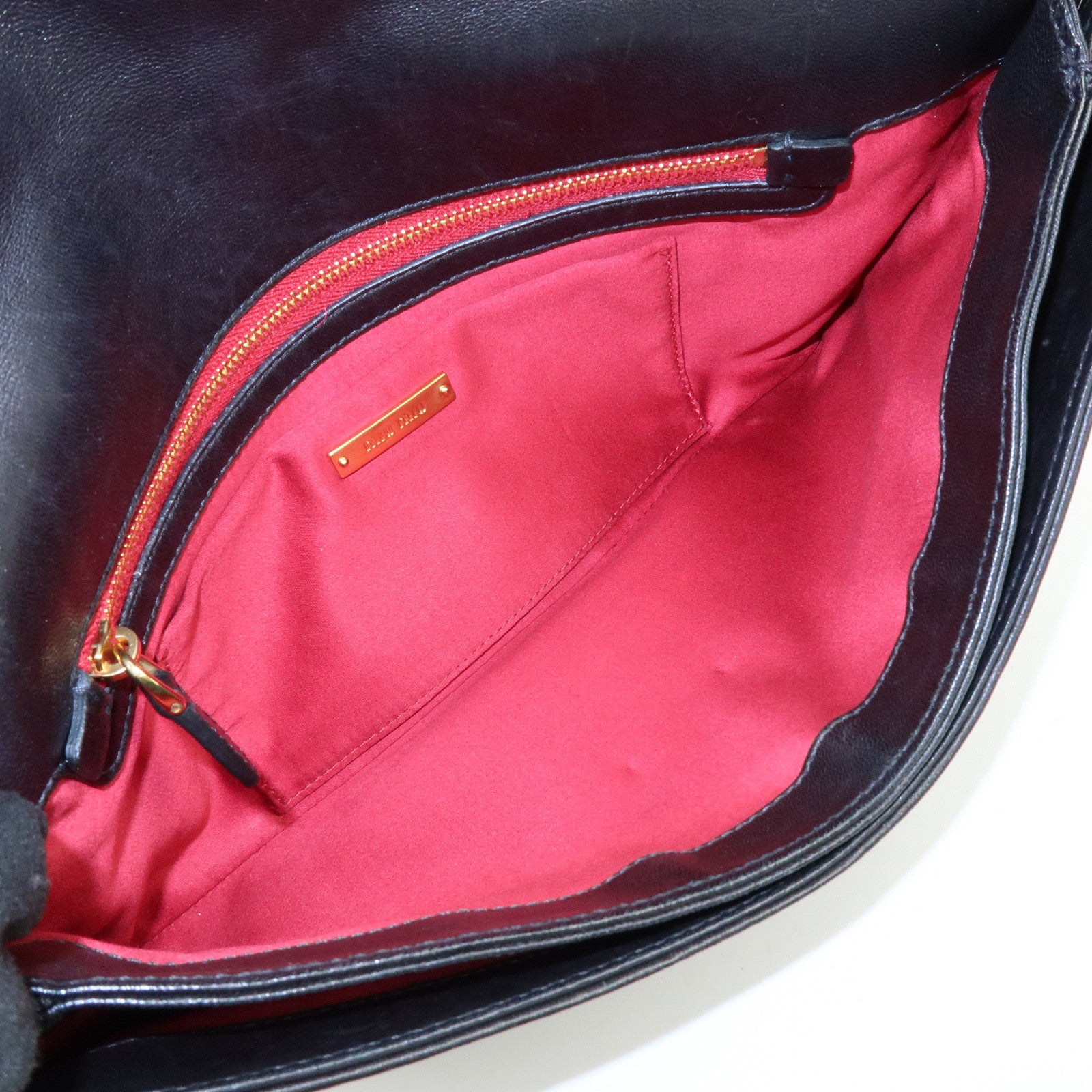 MIU MIU Matelasse Nappa Leather Shoulder Bag Clutch Bag Black