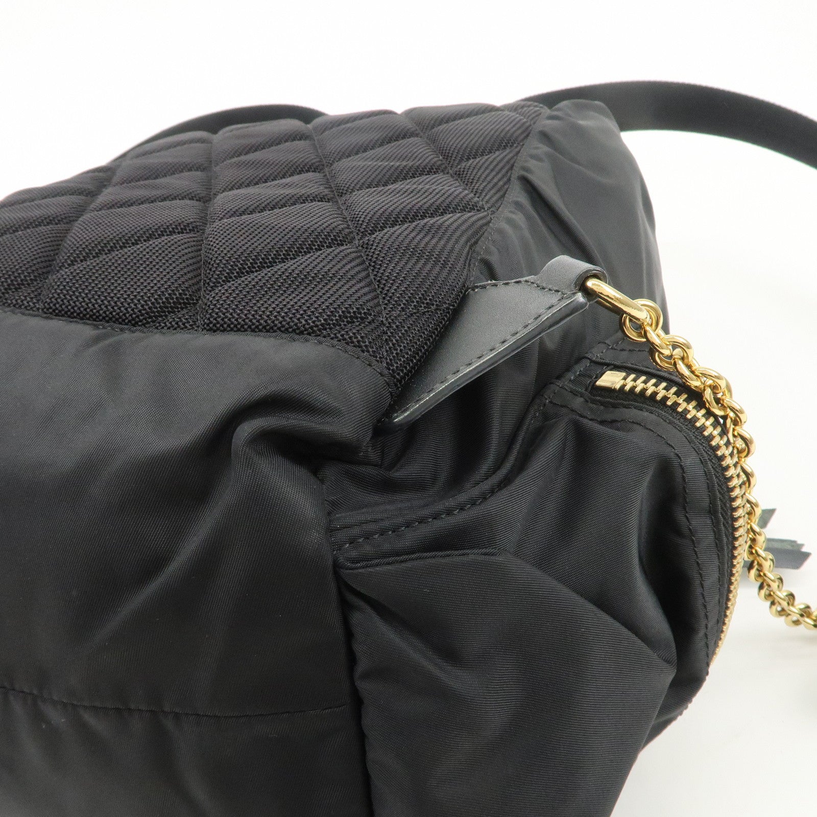 BURBERRY Nylon Leather Backpack Rucksuck Black Brown Gold