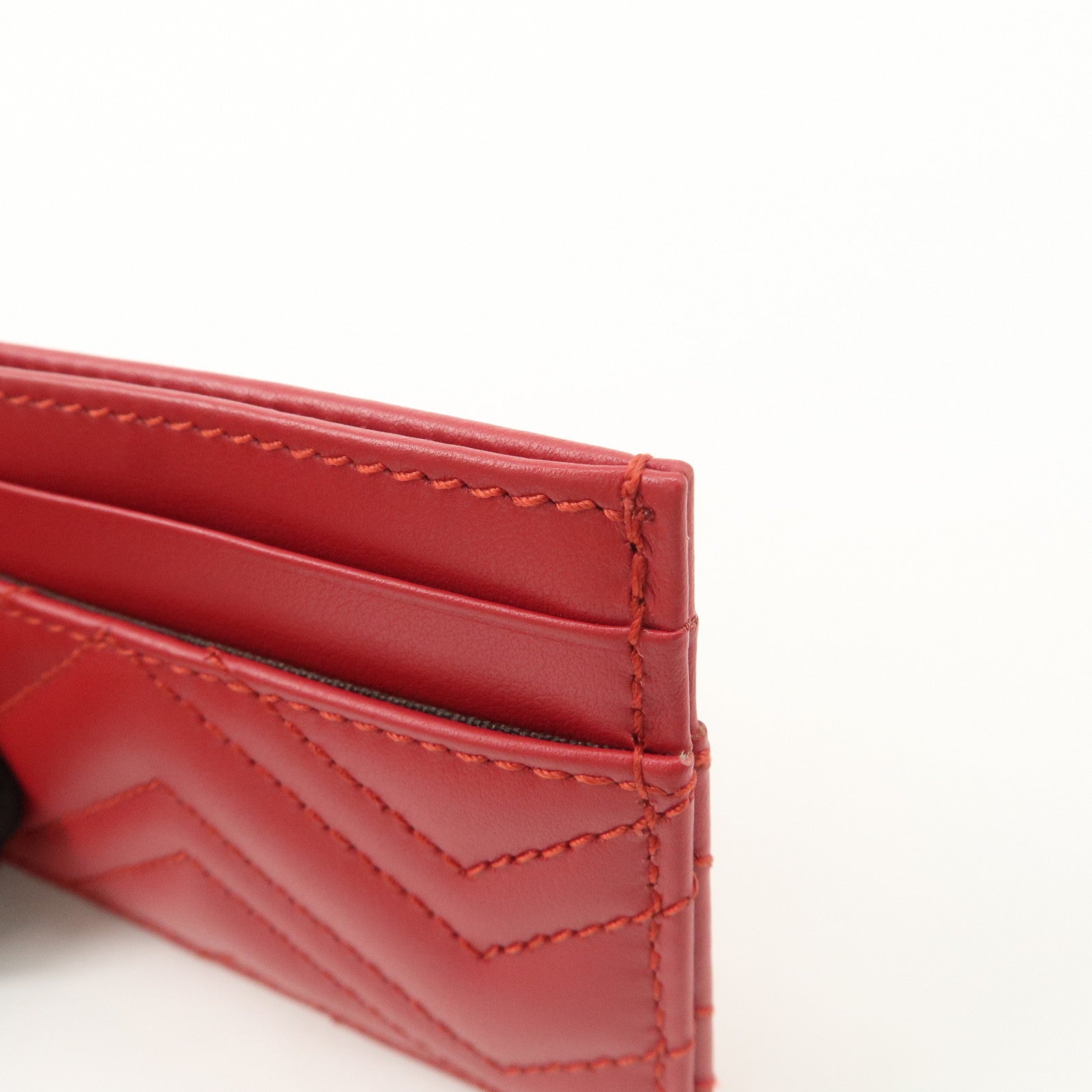 GUCCI GG Marmont Leather Card Case Red Gold Hardware 443127