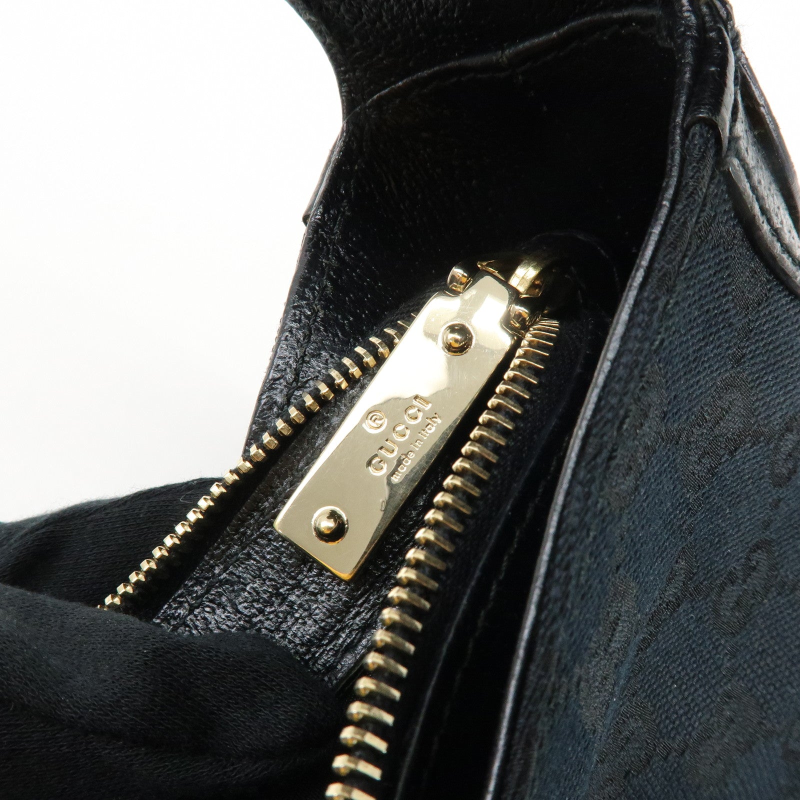 GUCCI Horsebit GG Canvas Leather Shoulder Bag Black 145826