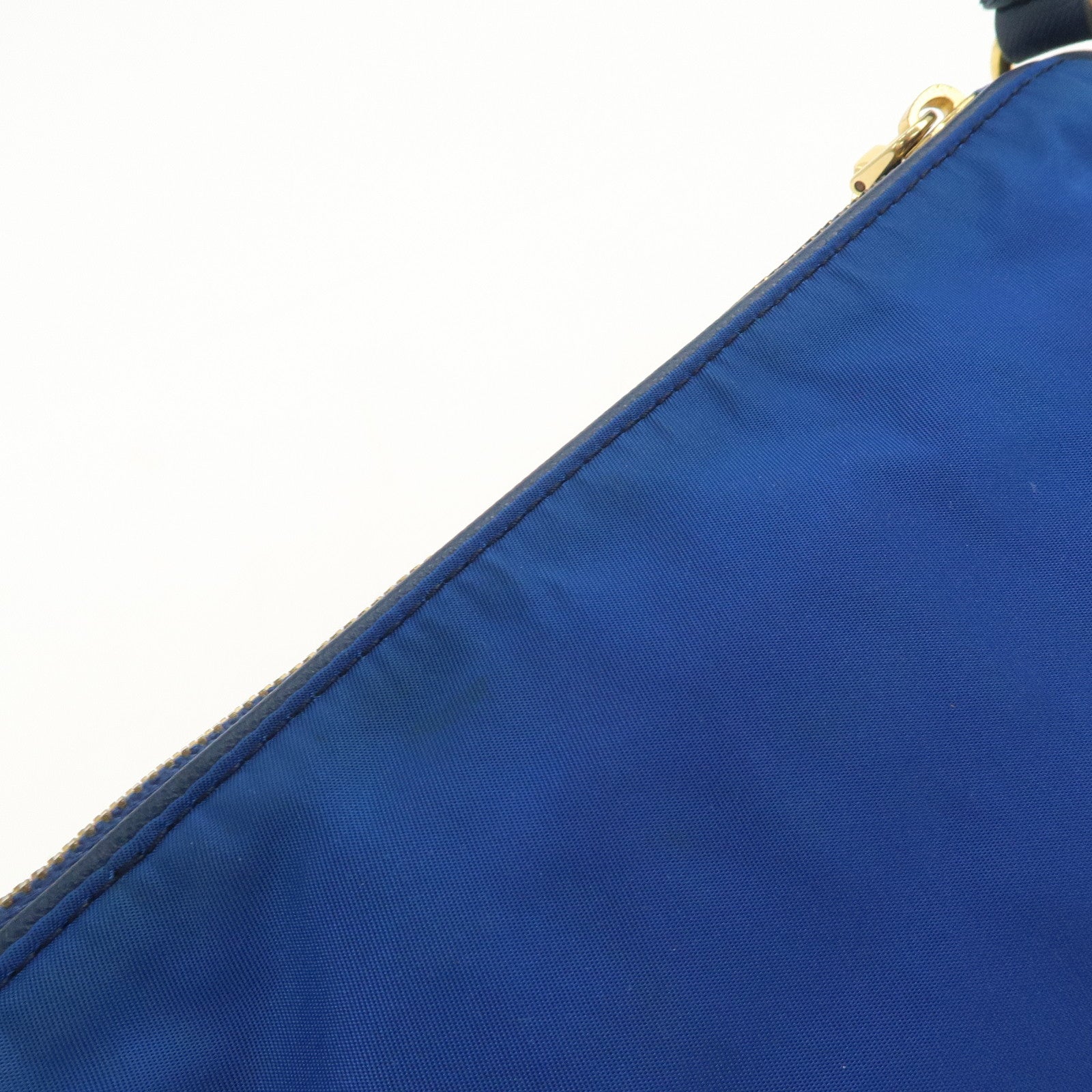 PRADA Triangle Logo Nylon Leather Mini Shoulder Bag Blue BN1834
