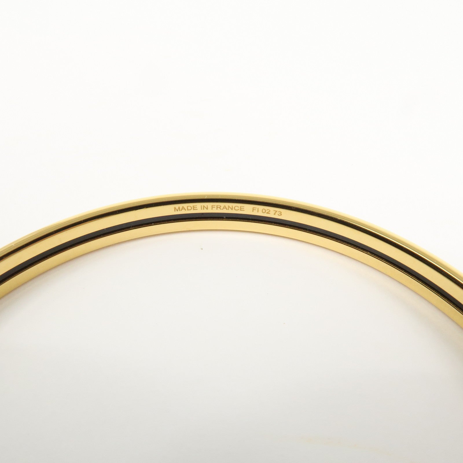 Hermes Logo Metal Uni Bangle Bracelet Right Pink Gold