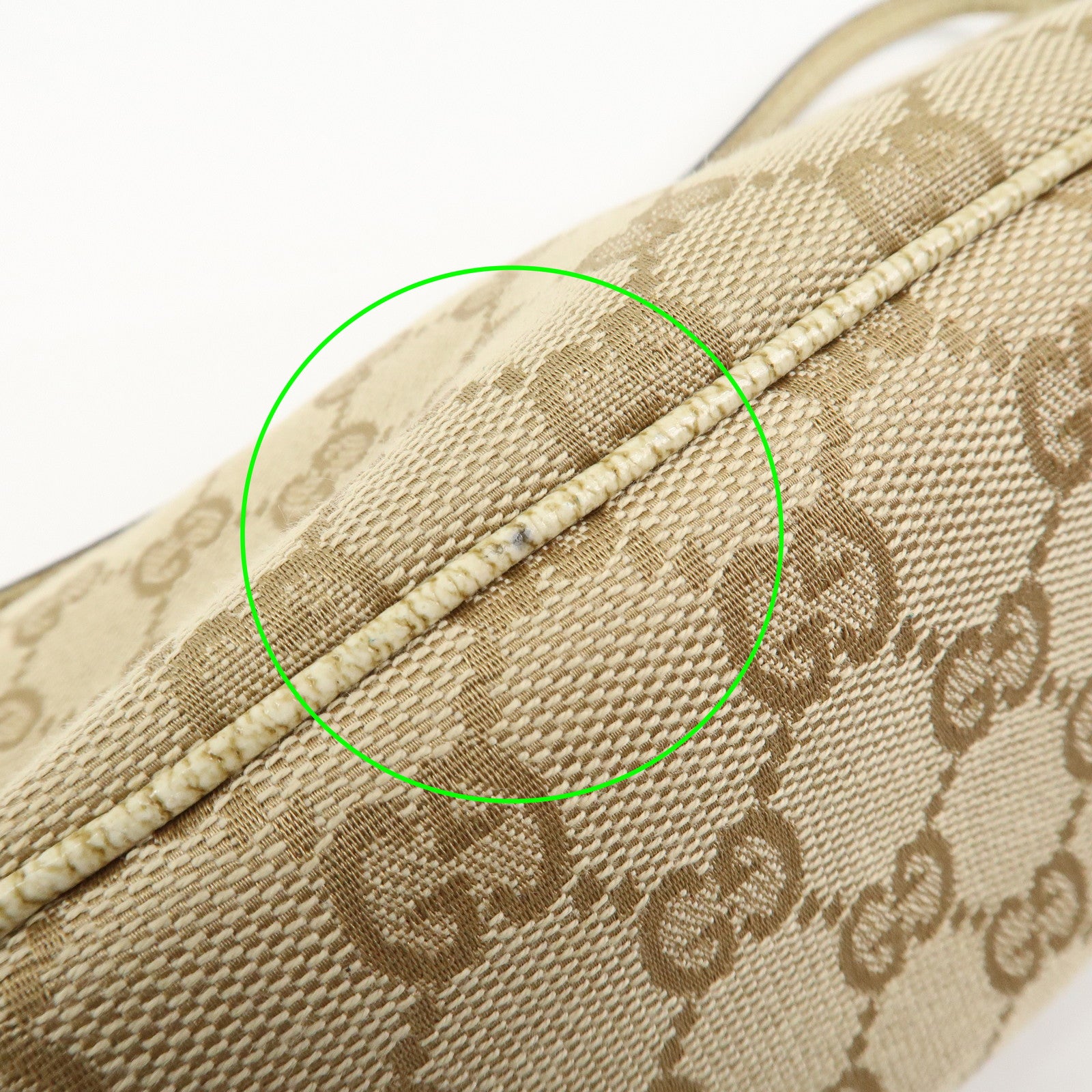 GUCCI Boat Bag GG Canvas Leather Hand Bag Beige 07198