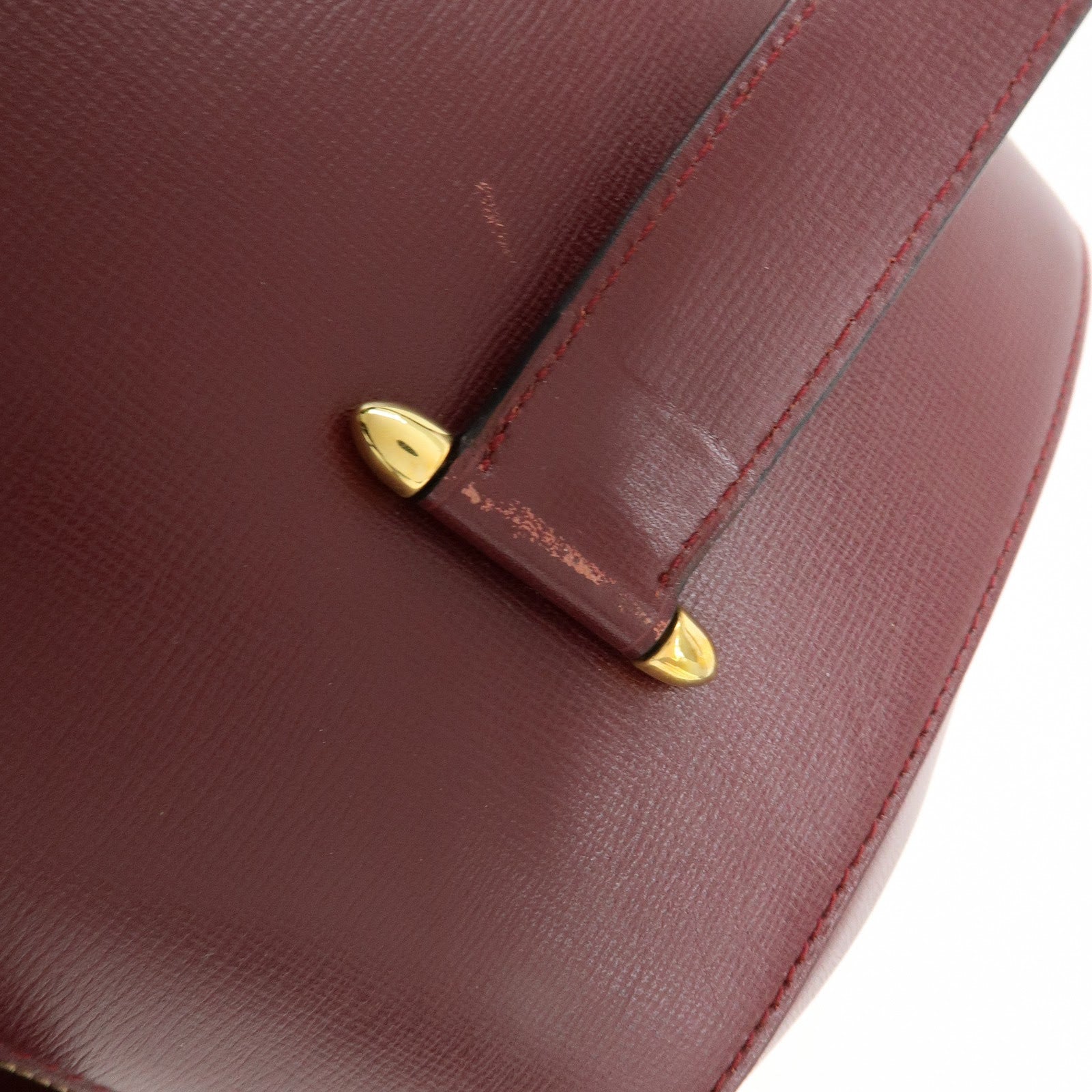 Cartier Must de Cartier Leather Boston Bag Hand Bag Bordeaux