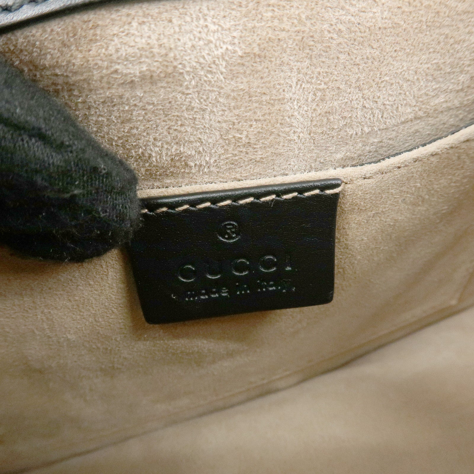 GUCCI Sylvie Sherry Leather 2Way Hand Bag Shoulder Bag Black 470270