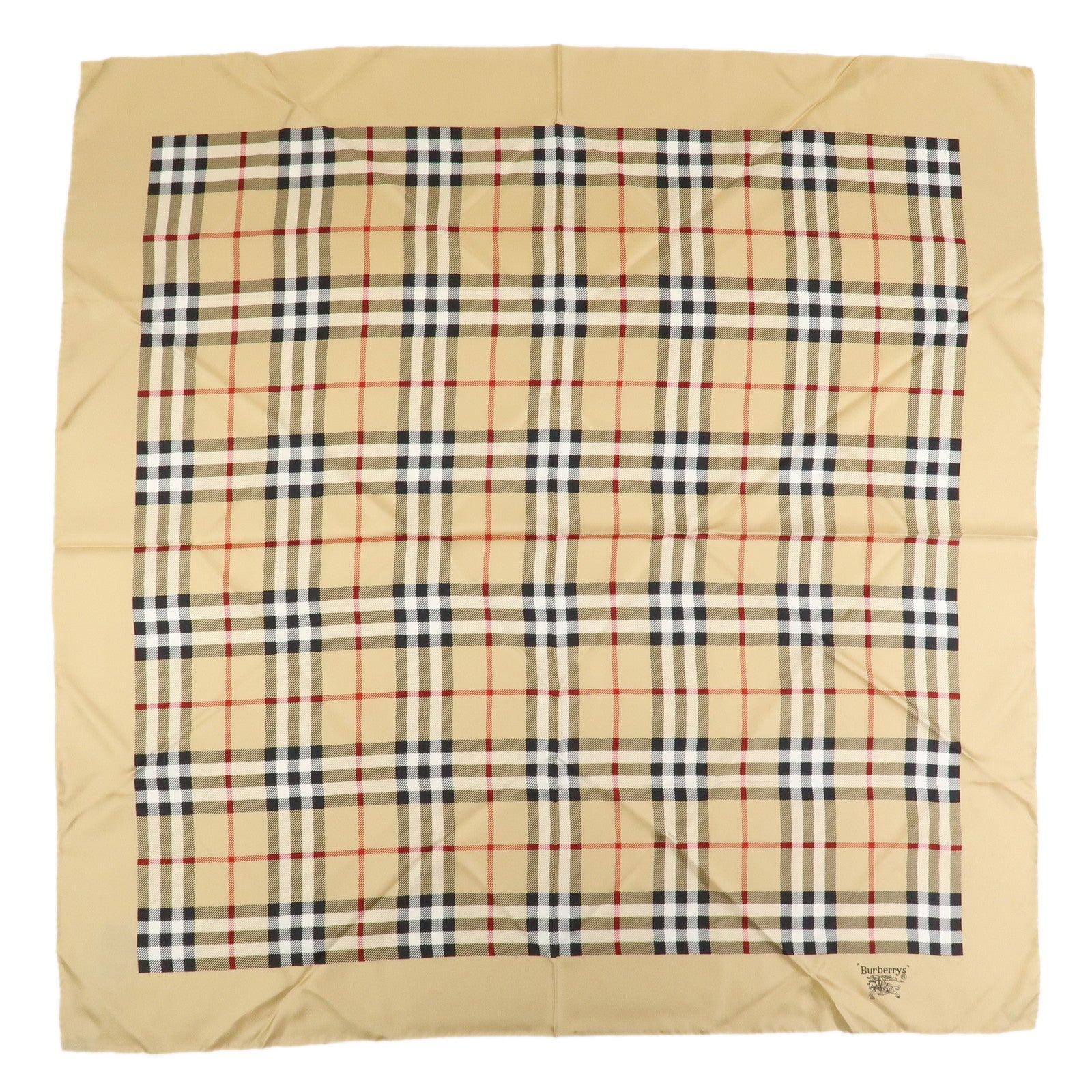 BURBERRY Nova Plaid Silk 100% Scarf 90×90 Beige