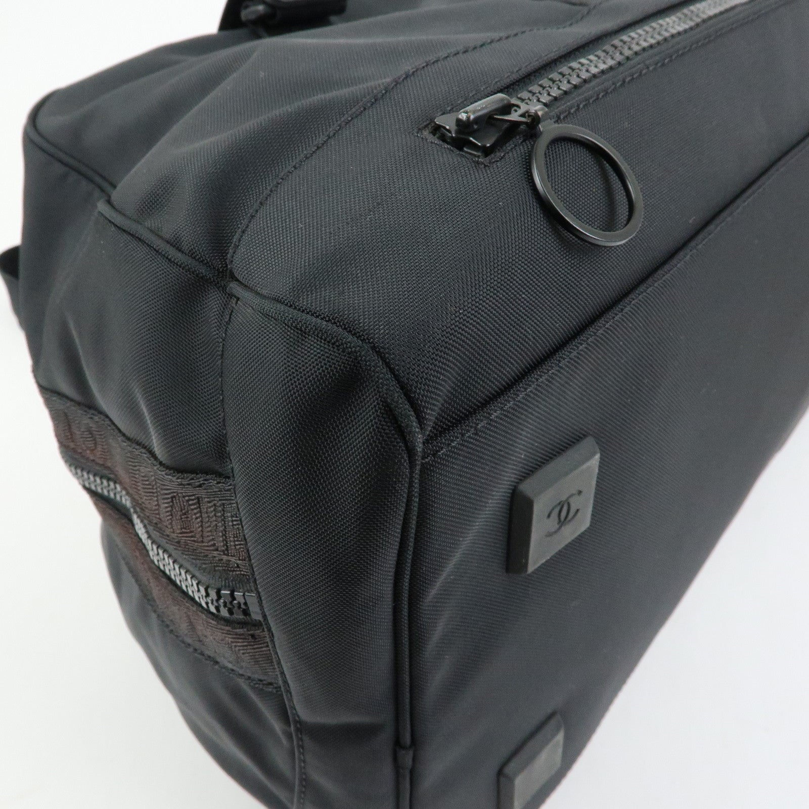 CHANEL COCO Mark Sport Line Nylon Boston Bag Shoulder Bag Black