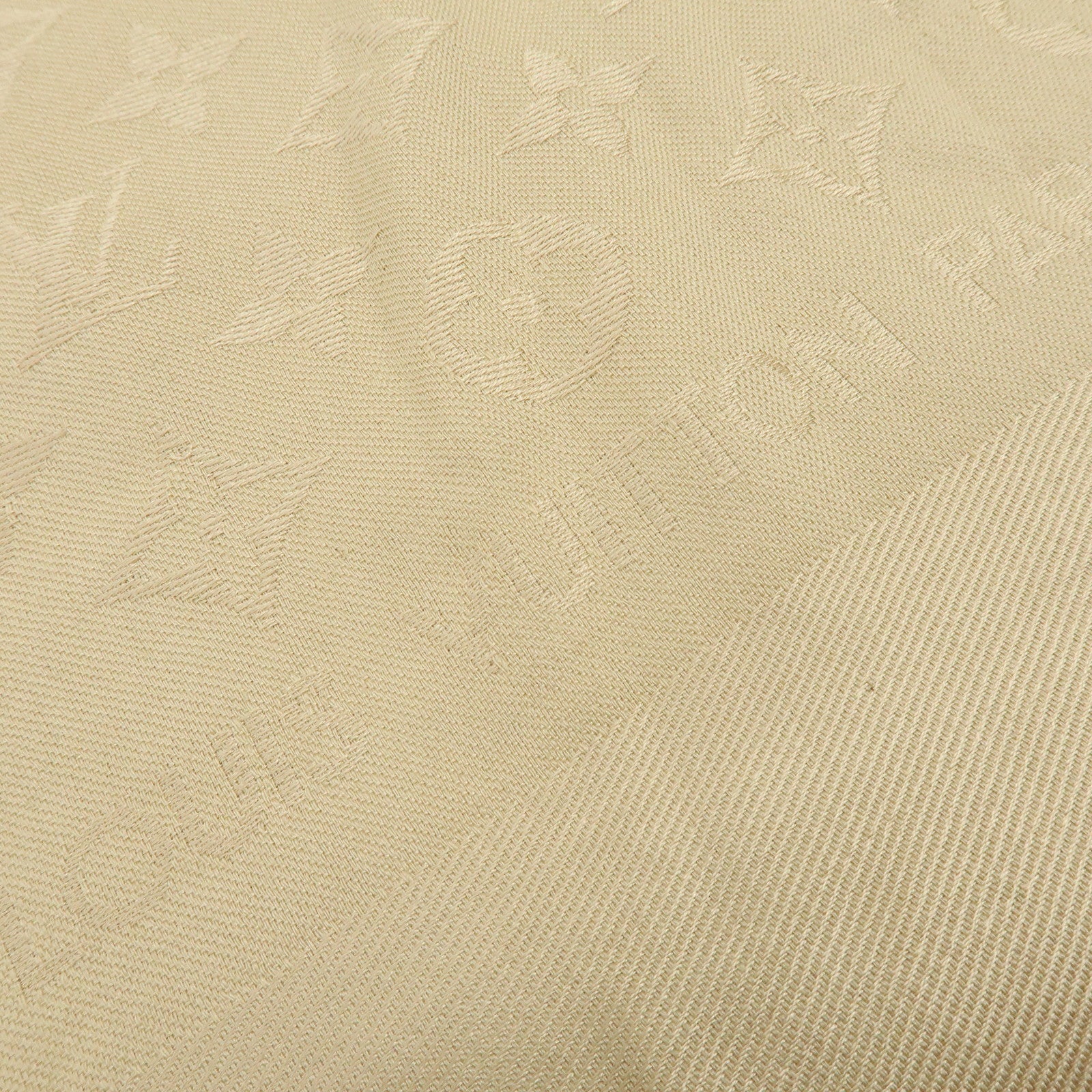 Louis Vuitton Monogram Silk Wool Scarf Shawl Beige