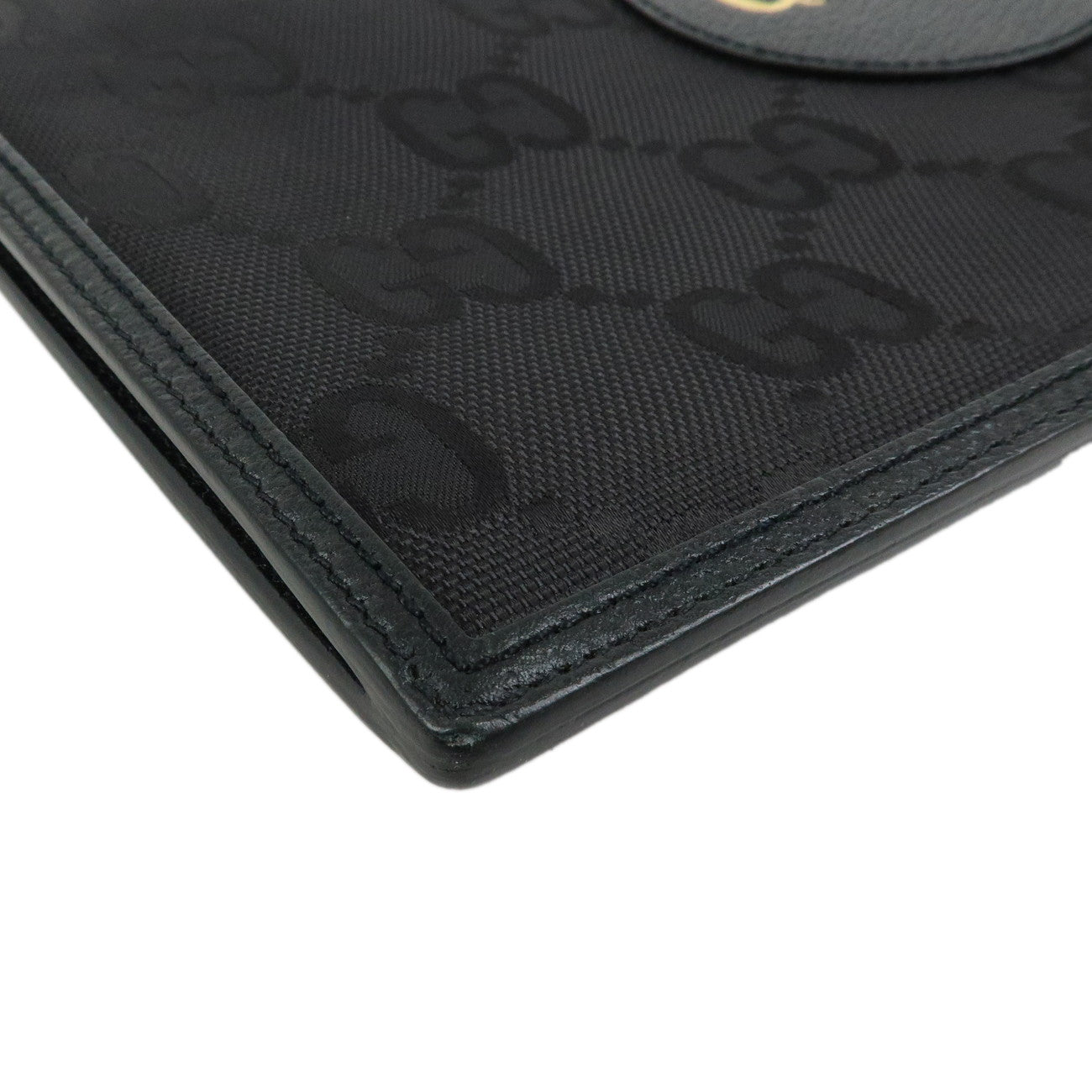 GUCCI Off The Grid GG Nylon Leather Clutch Bag Black Gold 625598