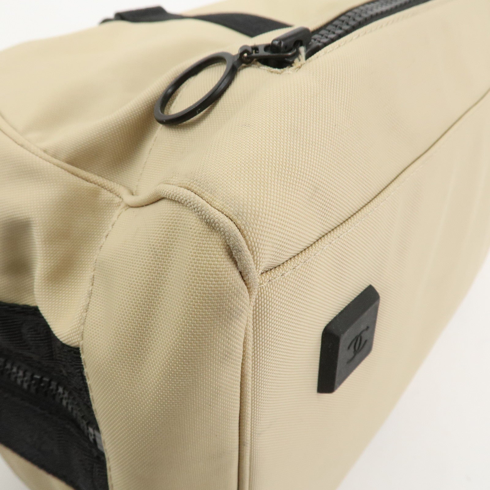 CHANEL Sports Line Nylon Boston Bag Travel Bag Beige Black A19976