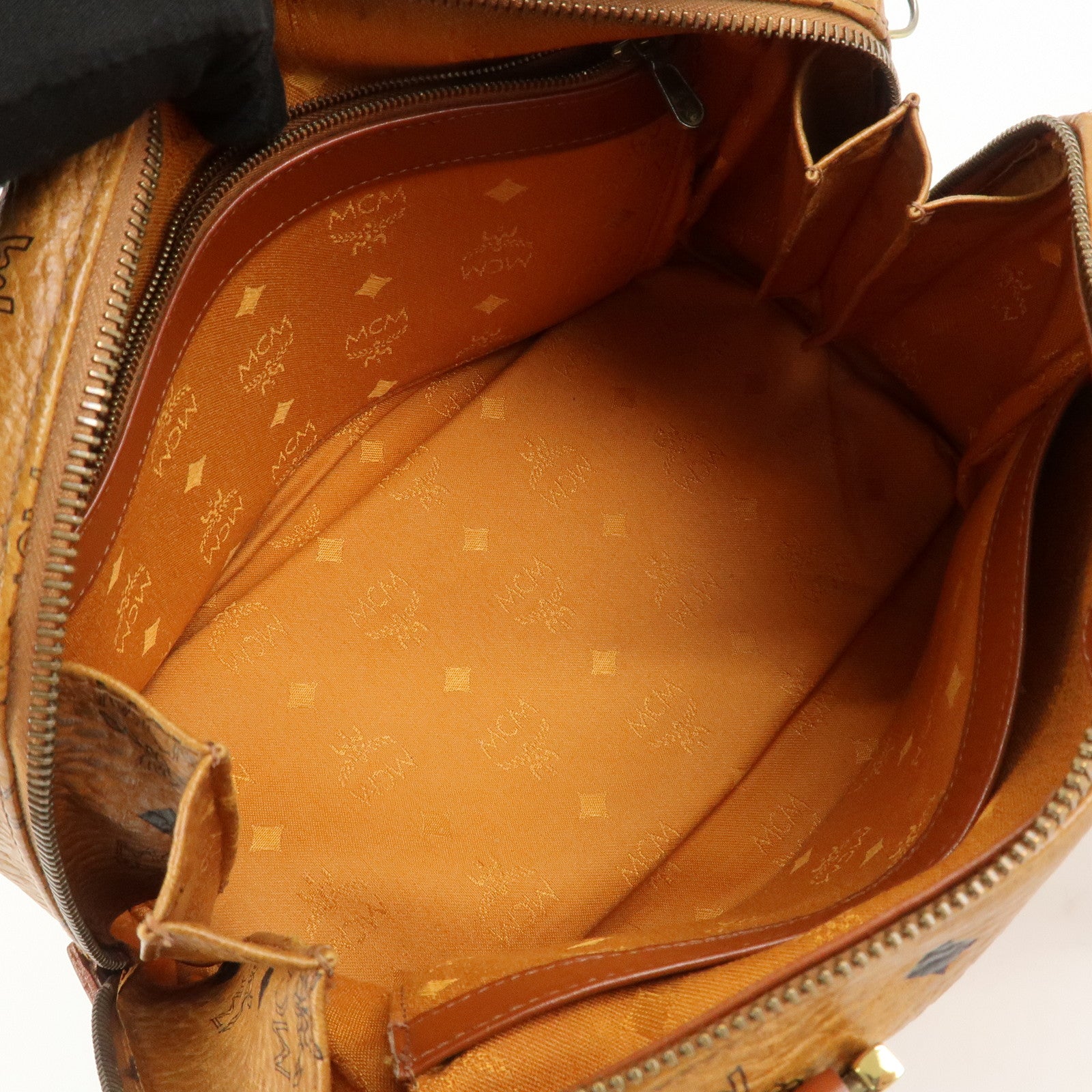 MCM Visetos Leather 2WAY Bag Hand Bag Shoulder Bag Brown