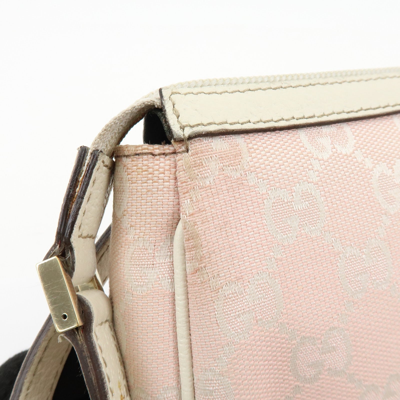 Gucci Abbey GG Canvas Leather Accessory Pouch Hand Bag Pink 145750