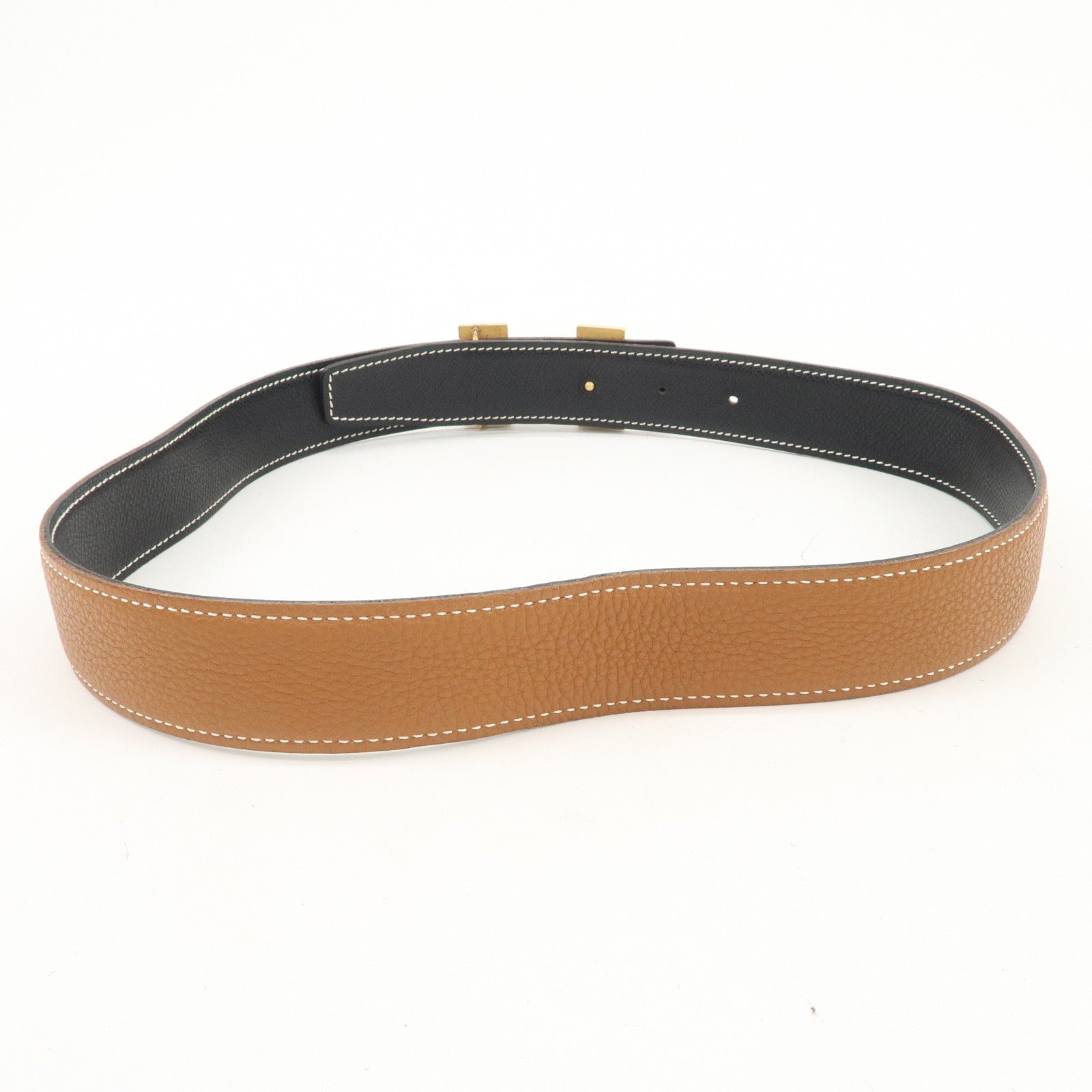 HERMES H Buckle Reversible Constance Leather Belt F Stamped