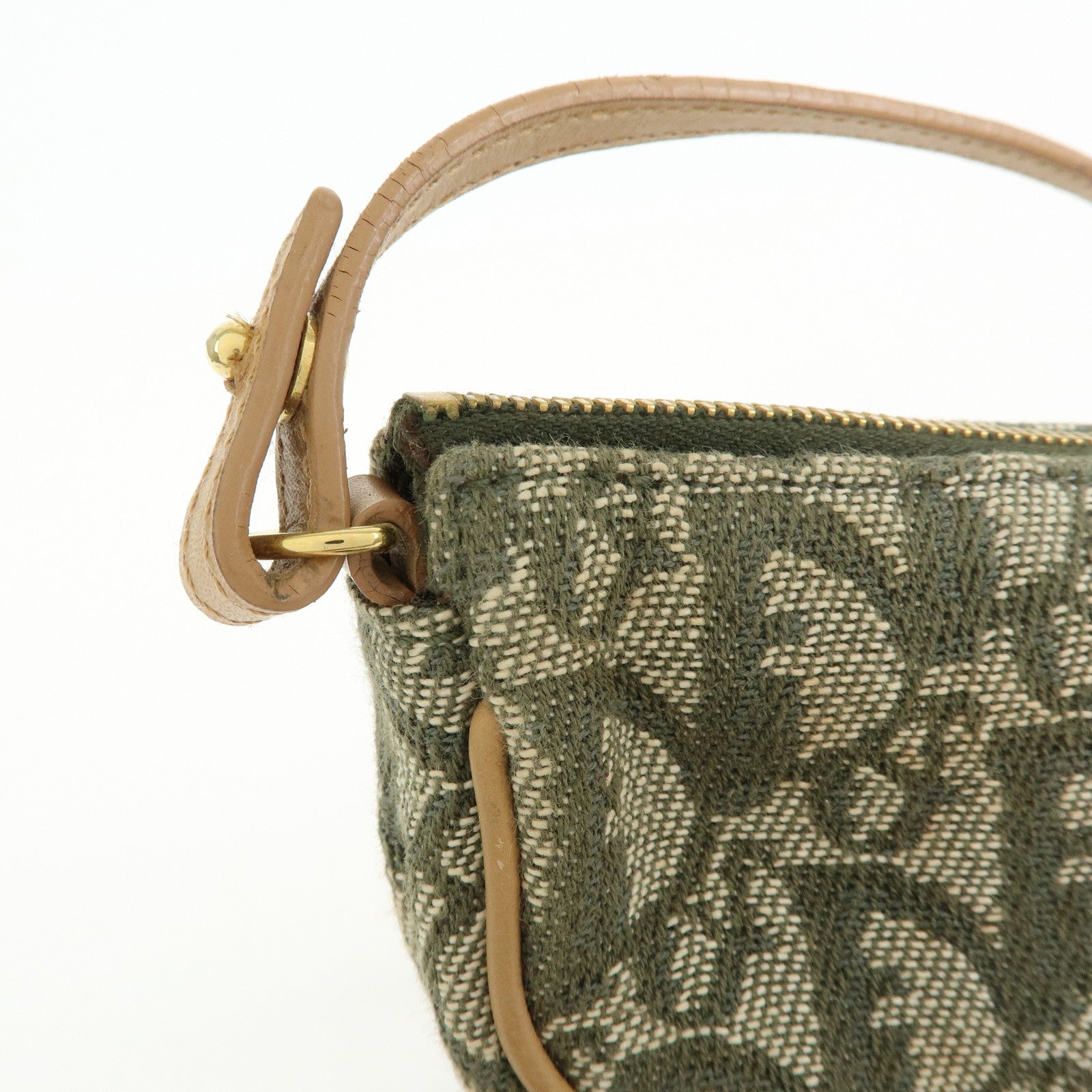 Christian Dior Saddle Trotter Jacquard Leather Hand Bag Green