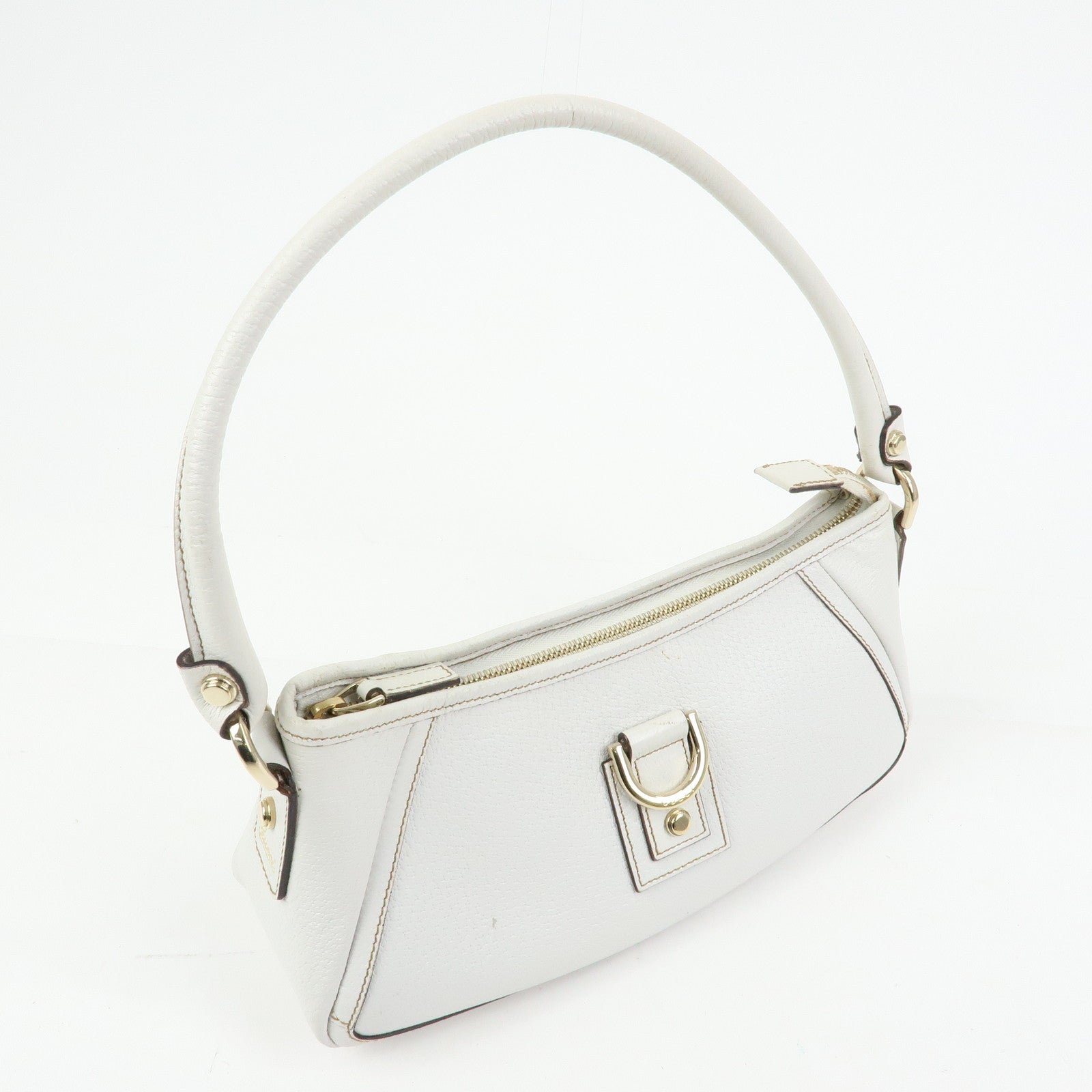 GUCCI Abbey Leather Shoulder Bag Hand Bag White 130939