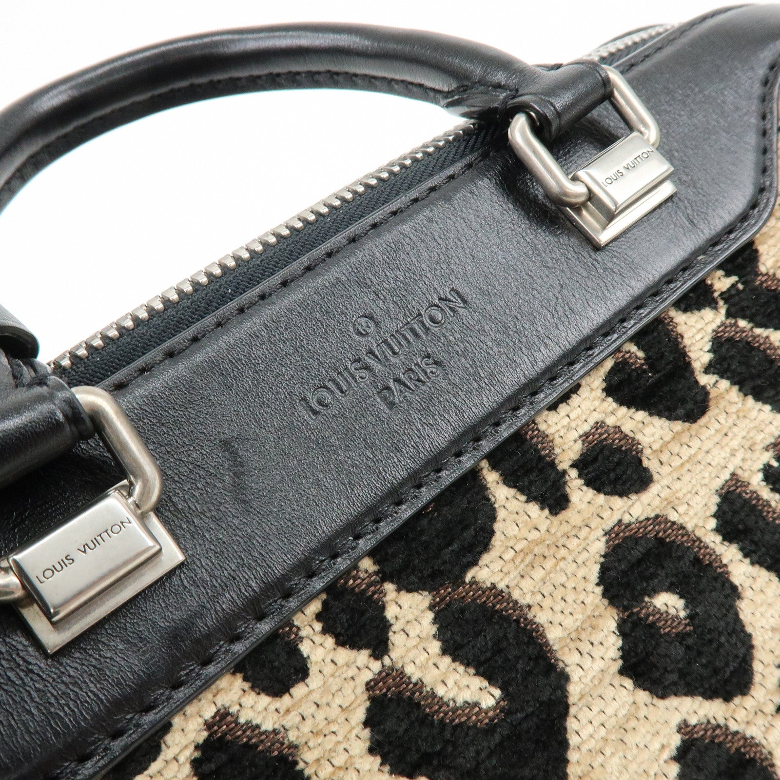 Louis Vuitton Jacquard Canvas Leather Leopard Baby Hand Bag M94257
