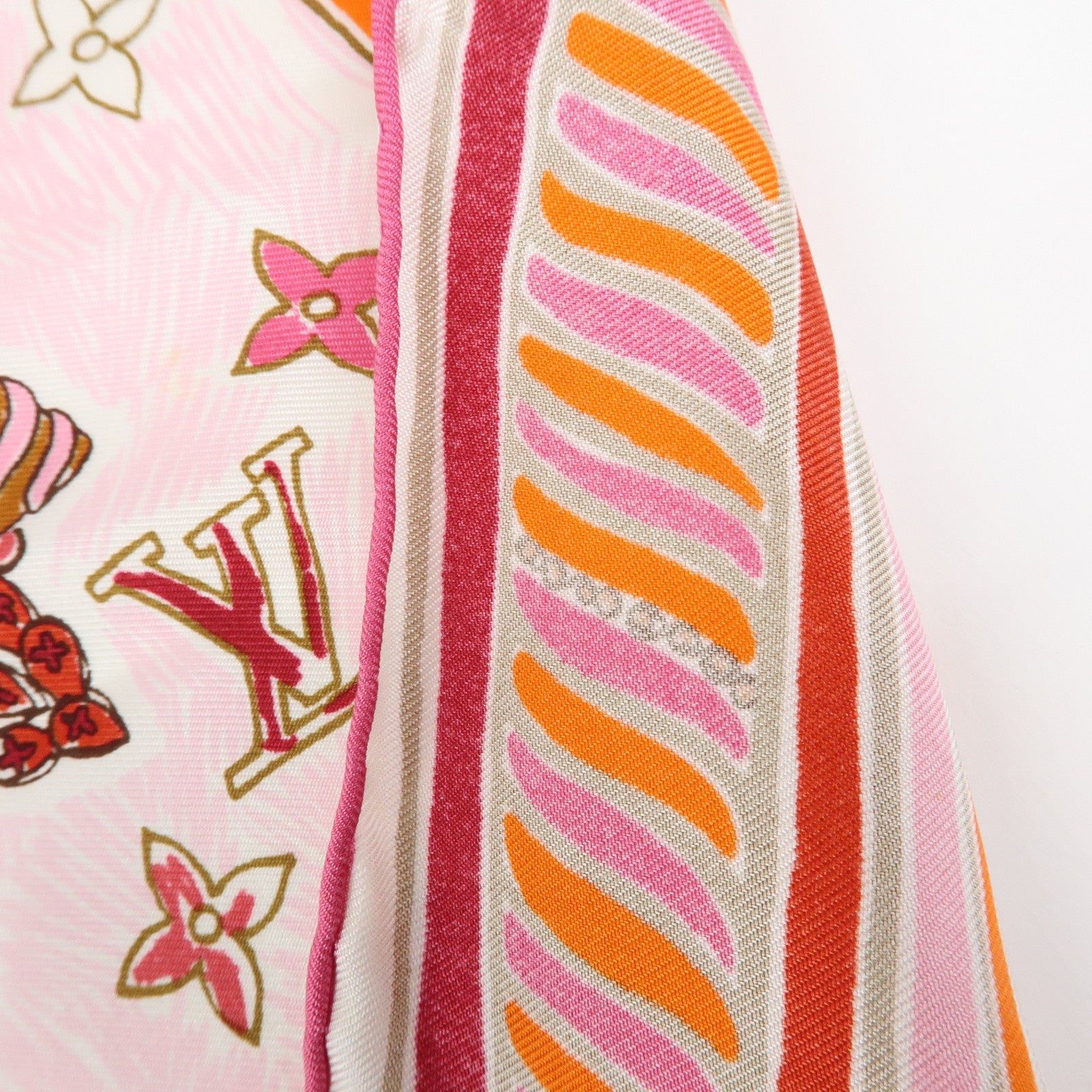 Louis Vuitton Monogram Silk 100% Scarf Rose Ballerine Mandarin