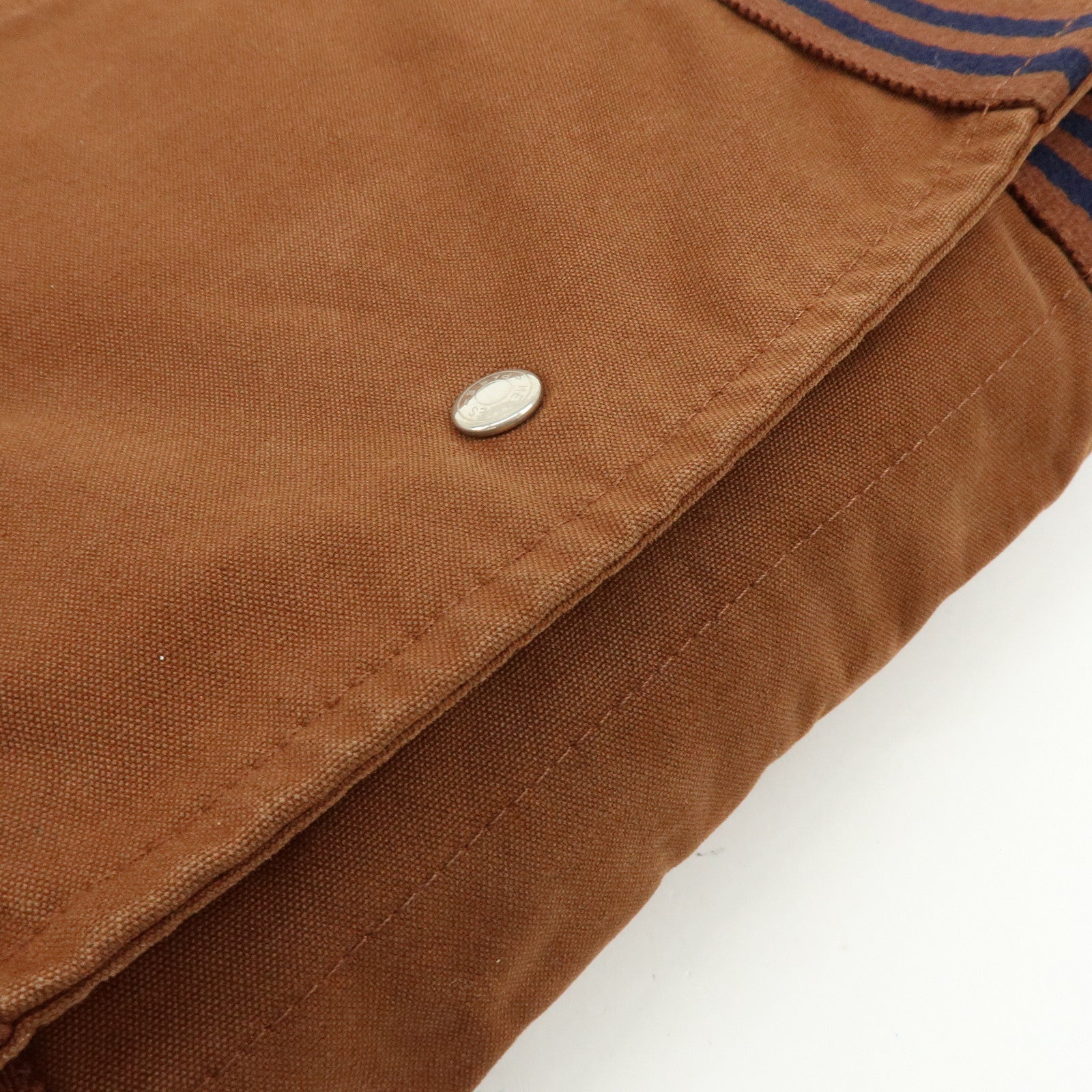 HERMES Basas MM Fourre Toute Canvas Shoulder Bag Brown