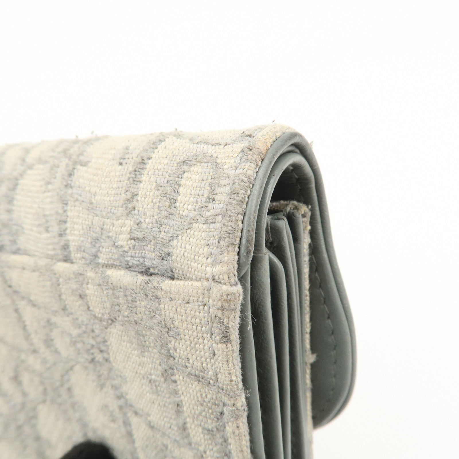 Christian Dior Oblique Jacquard Saddle Lotus Wallet Gray