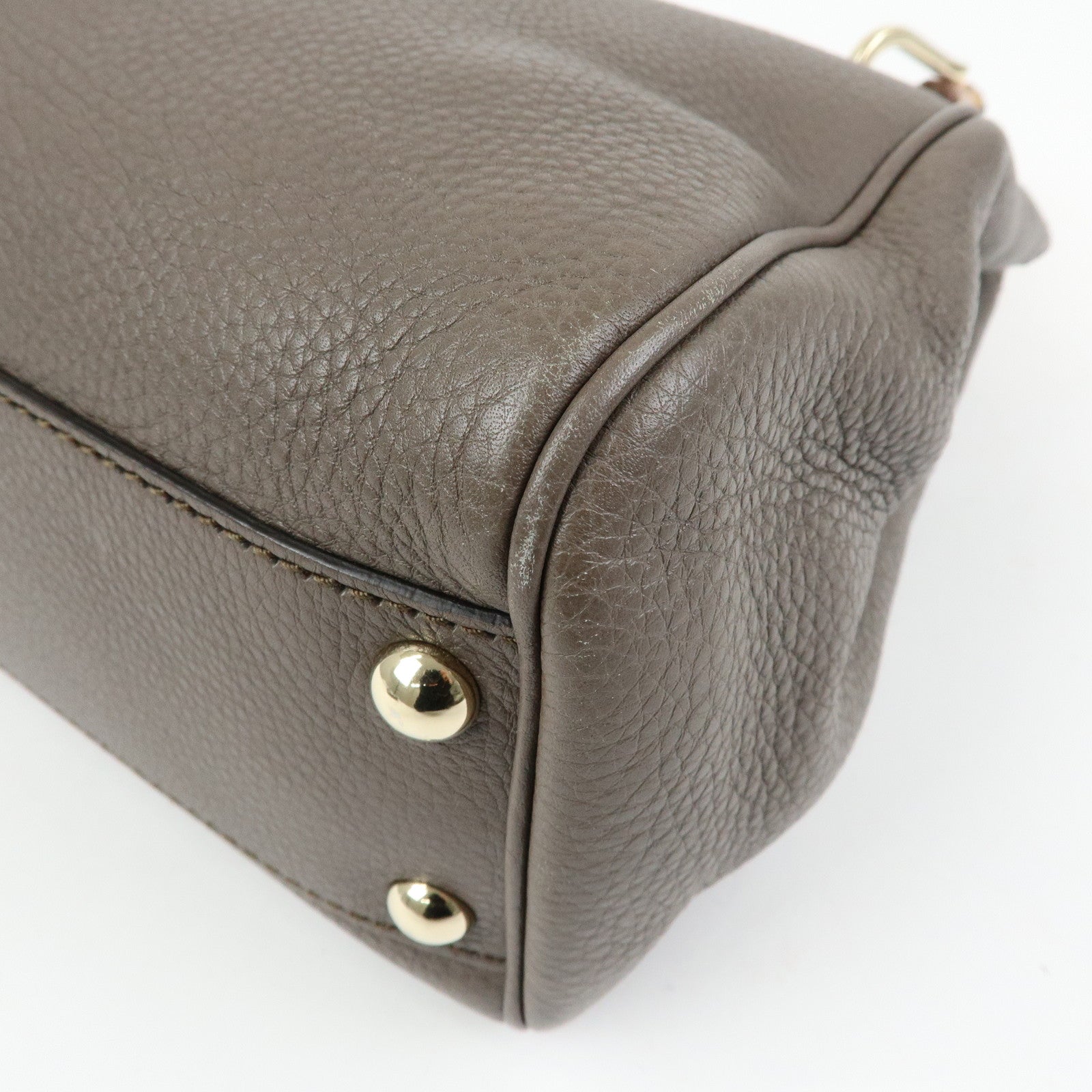 GUCCI Bamboo Leather Shopper Small 2Way Bag Greige 336032