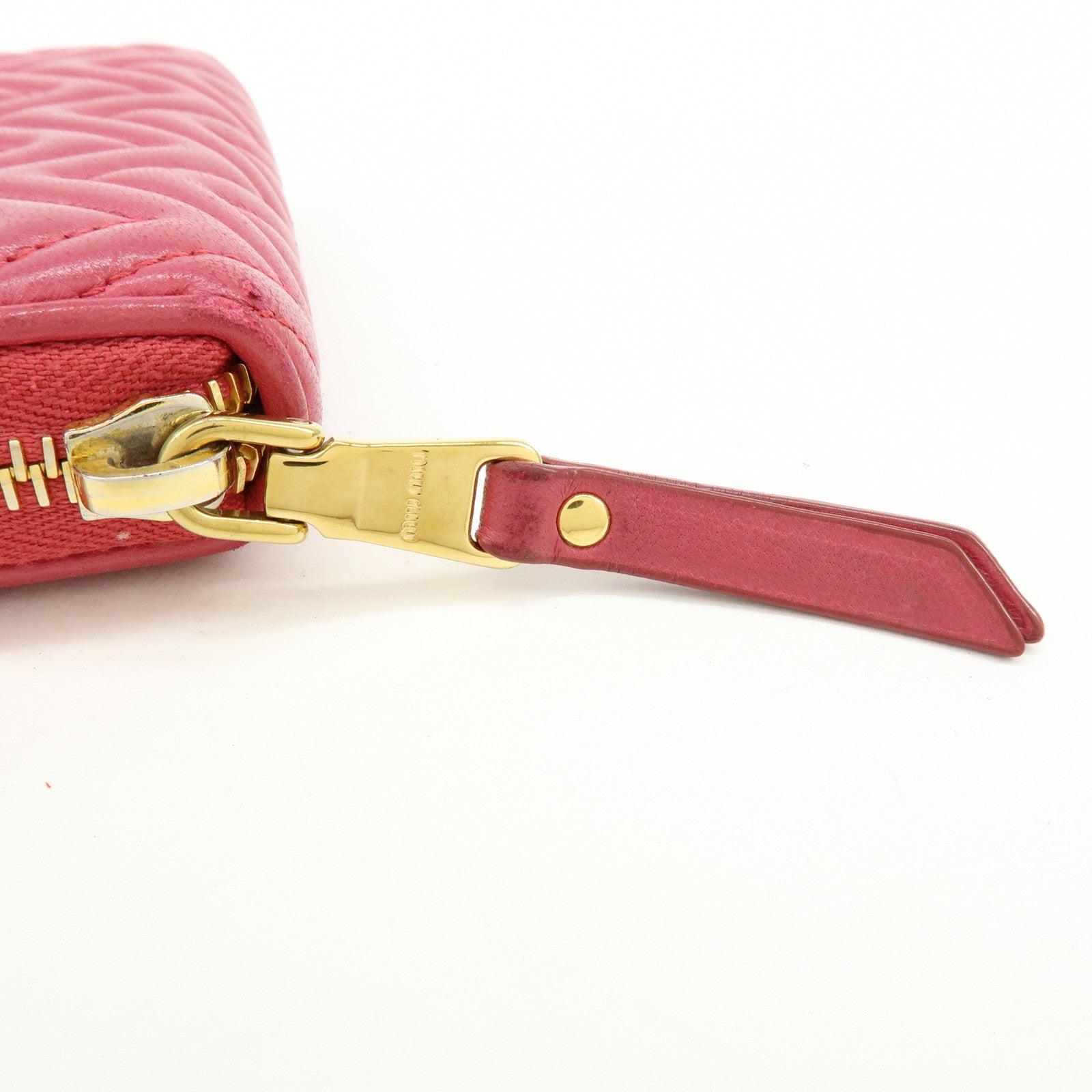 MIU MIU Logo Nappa Leather Coin Case Coin Purse Pink 5MM268