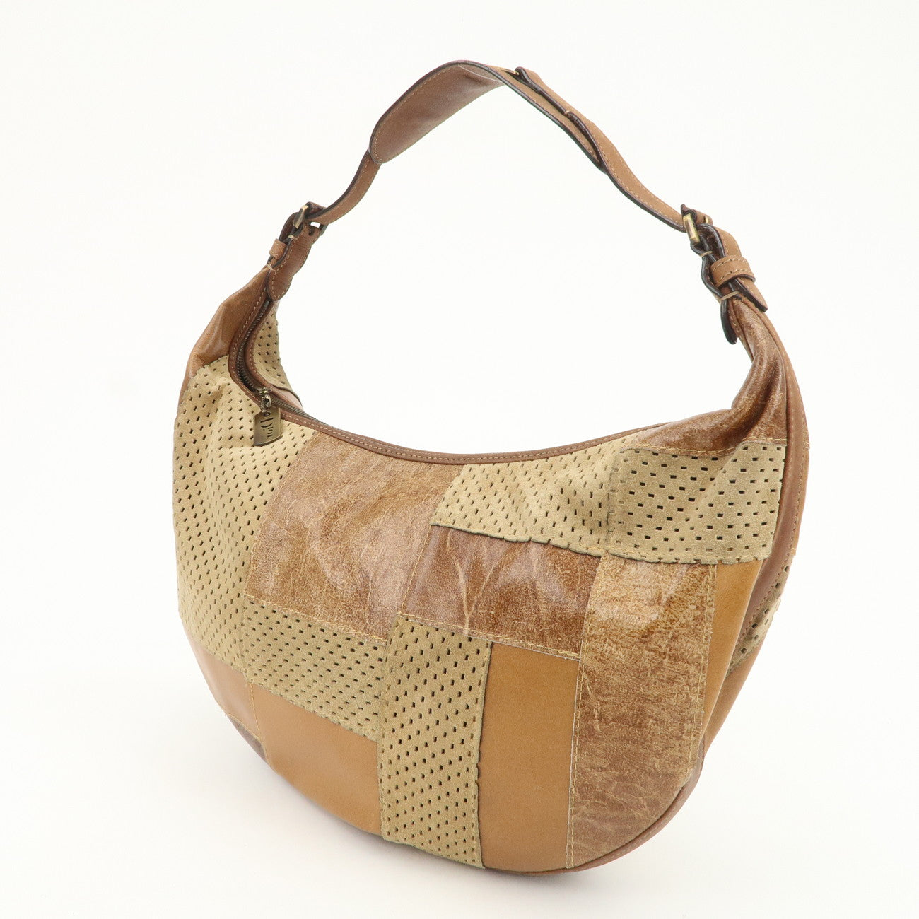 Christian Dior Leather Shoulder Bag Hand Bag Brown Beige