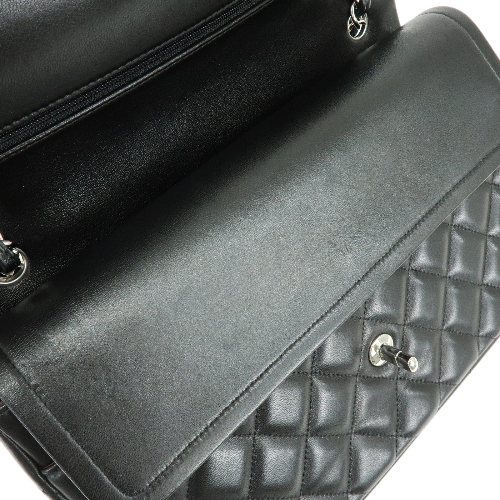 CHANEL Matelasse 30 Double Flap Chain Shoulder Bag Black A58600