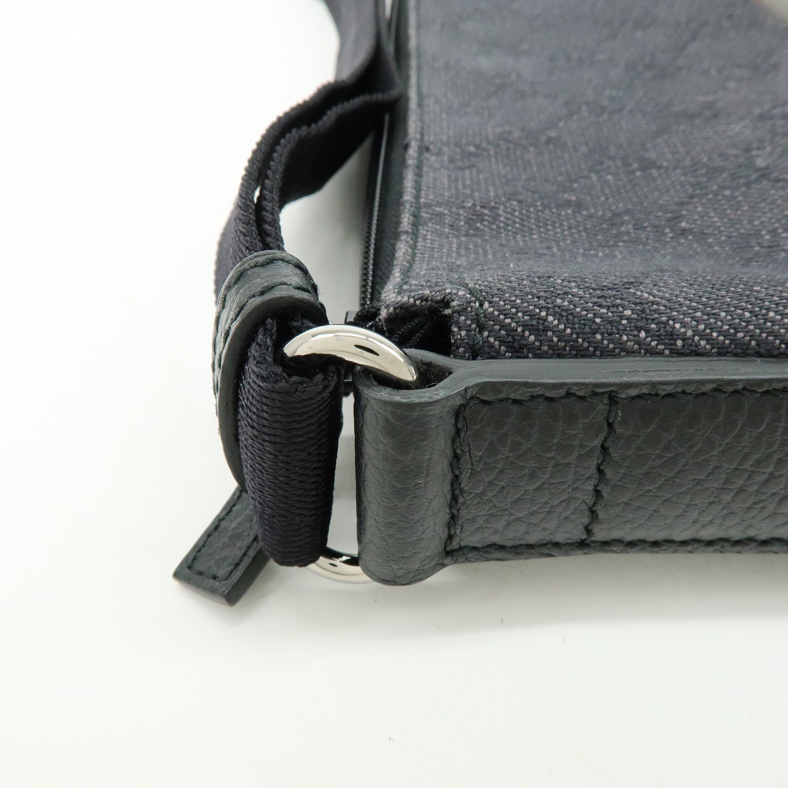 GUCCI GG Denim Leather Shoulder Bag Crossbody Bag Black 509635