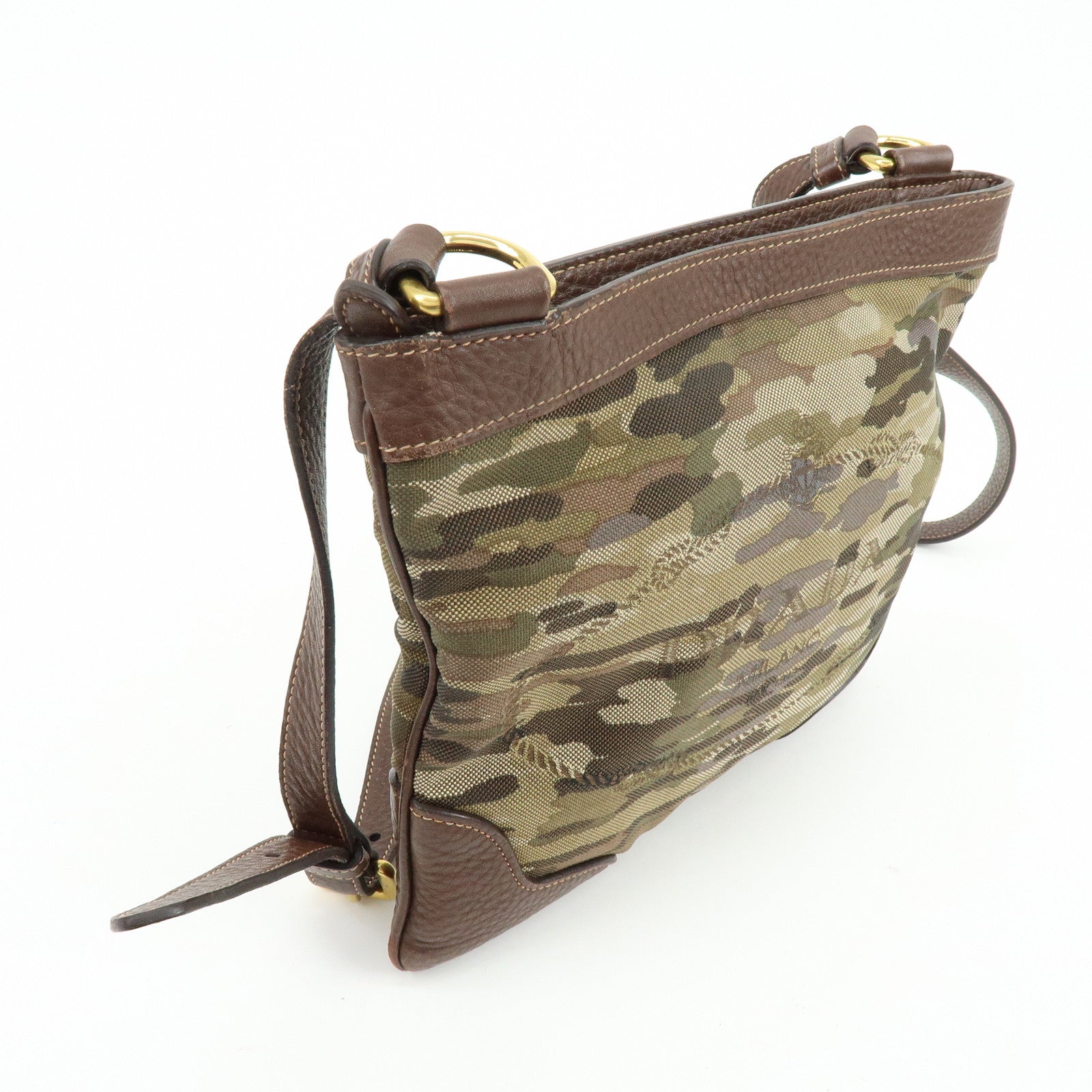 PRADA Logo Jacquard  Leather Shoulder Bag Crossbody Bag Camouflage
