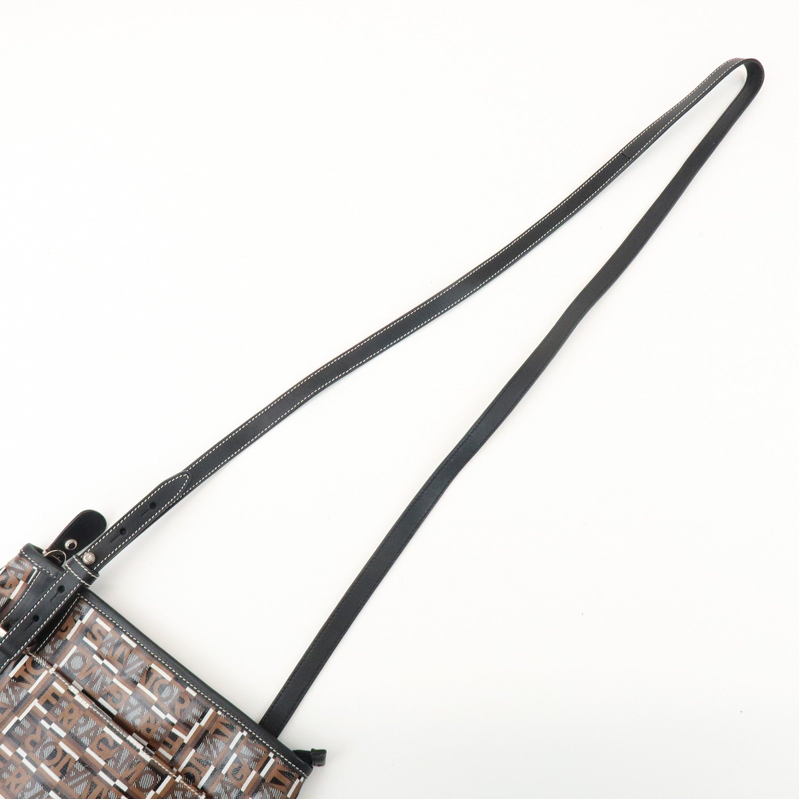 Ferragamo Logo PVC Leather Shoulder Crossbody Bag Brown Black