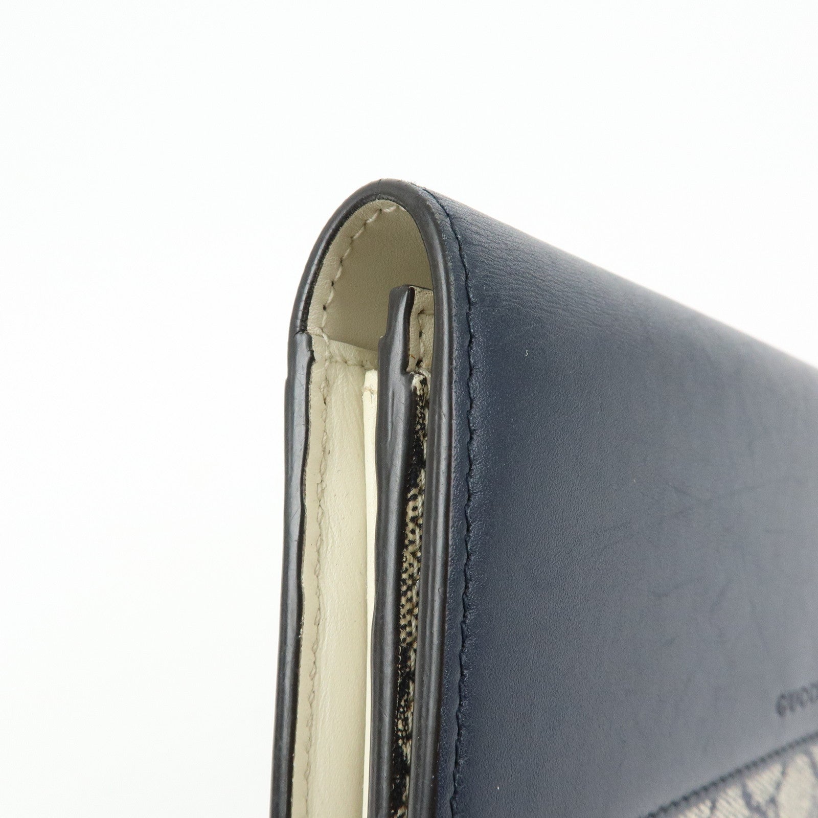 GUCCI GG Supreme Leather Flap Long Wallet Navy Beige 410100