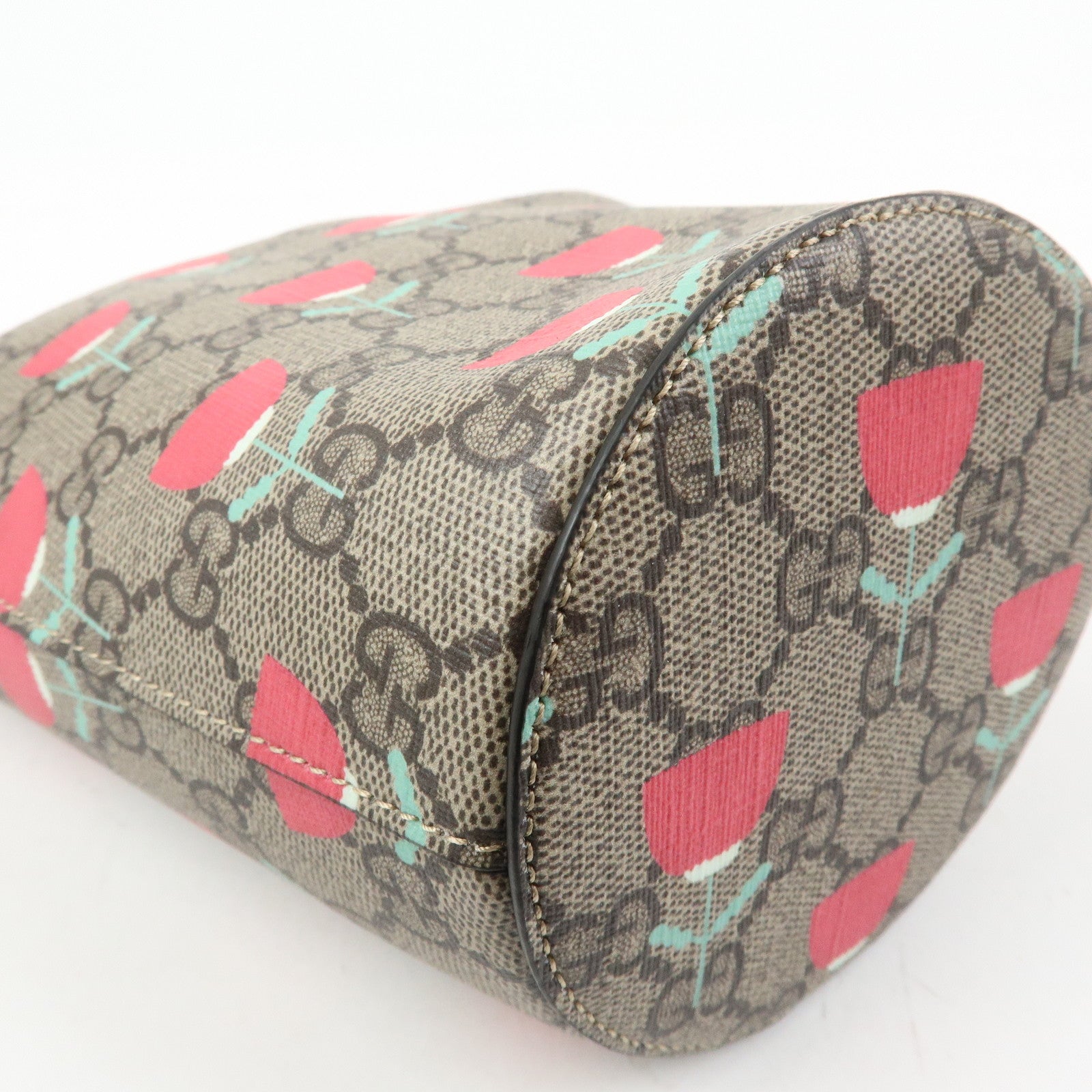GUCCI Childrens GG Supreme Hand Bag Flower Print Beige Pink 752356