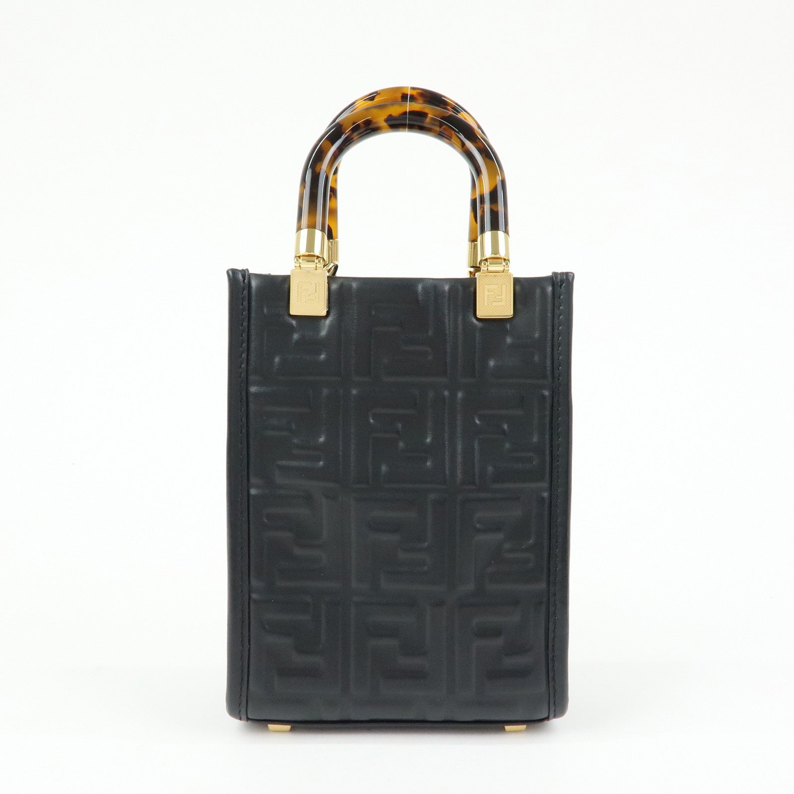 FENDI FF Sunshine Shopper Small 2Way Bag Shoulder Bag Black 8BS051