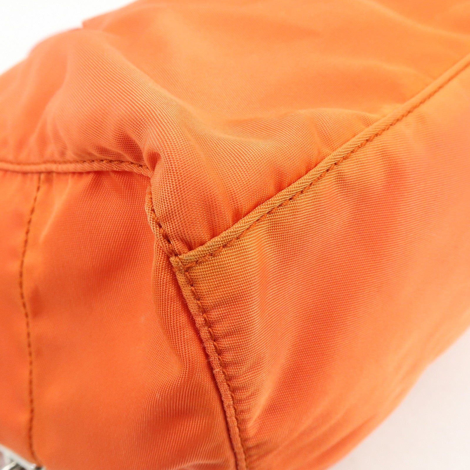 PRADA Triangle Logo Nylon Boston Bag Hand Bag Orange