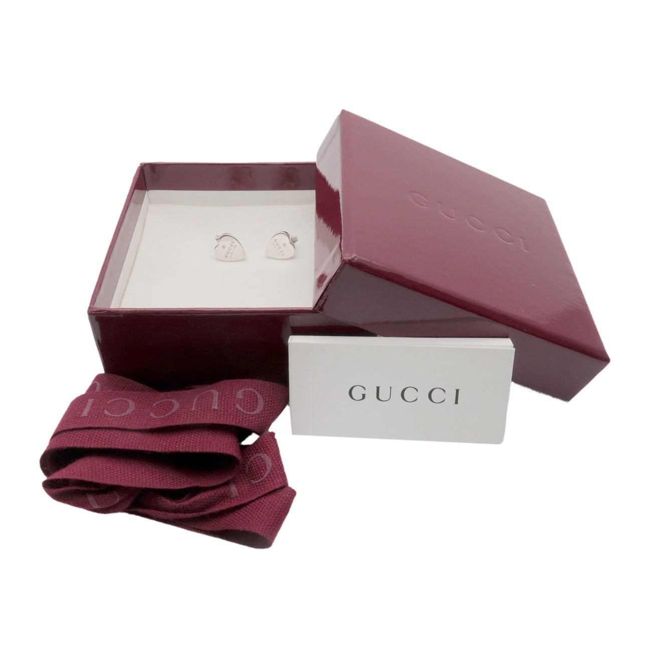 GUCCI Trademark Heart Shaped Earrings SV925 Silver 223990