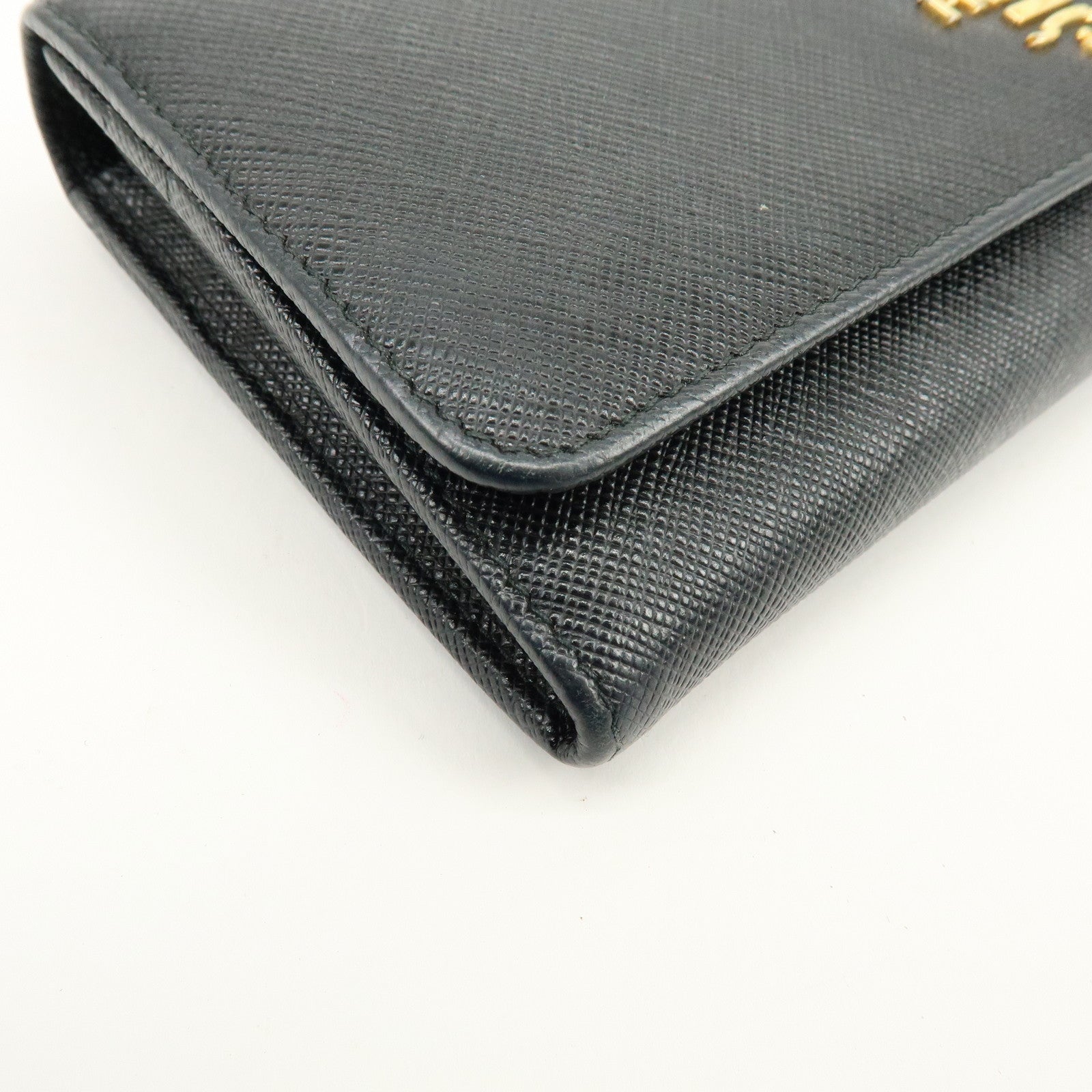 PRADA Saffiano Leather Flap Bi-Fold Long Wallet Black 1MH132