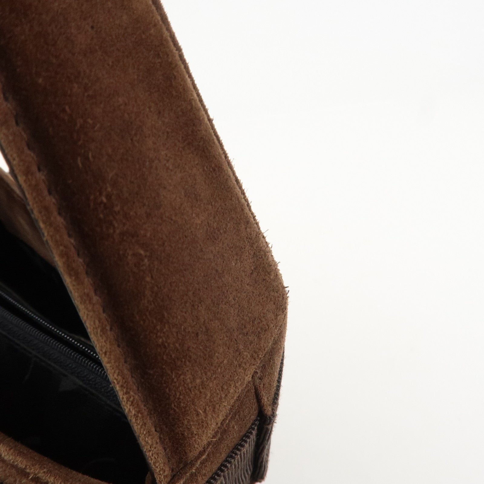 Ferragamo Vara Ribbon Suede Leather Hand Bag Brown Gold