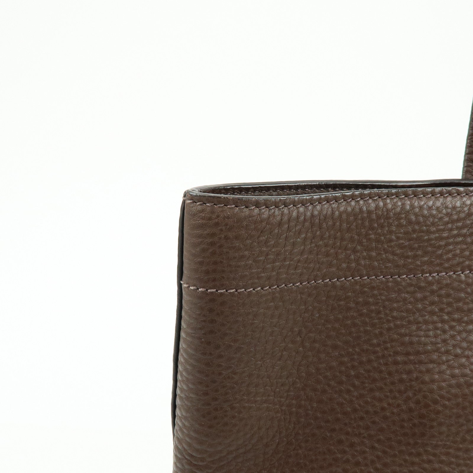 MIU MIU Logo Leather Tote Bag Shoulder Bag Hand Bag Dark Brown