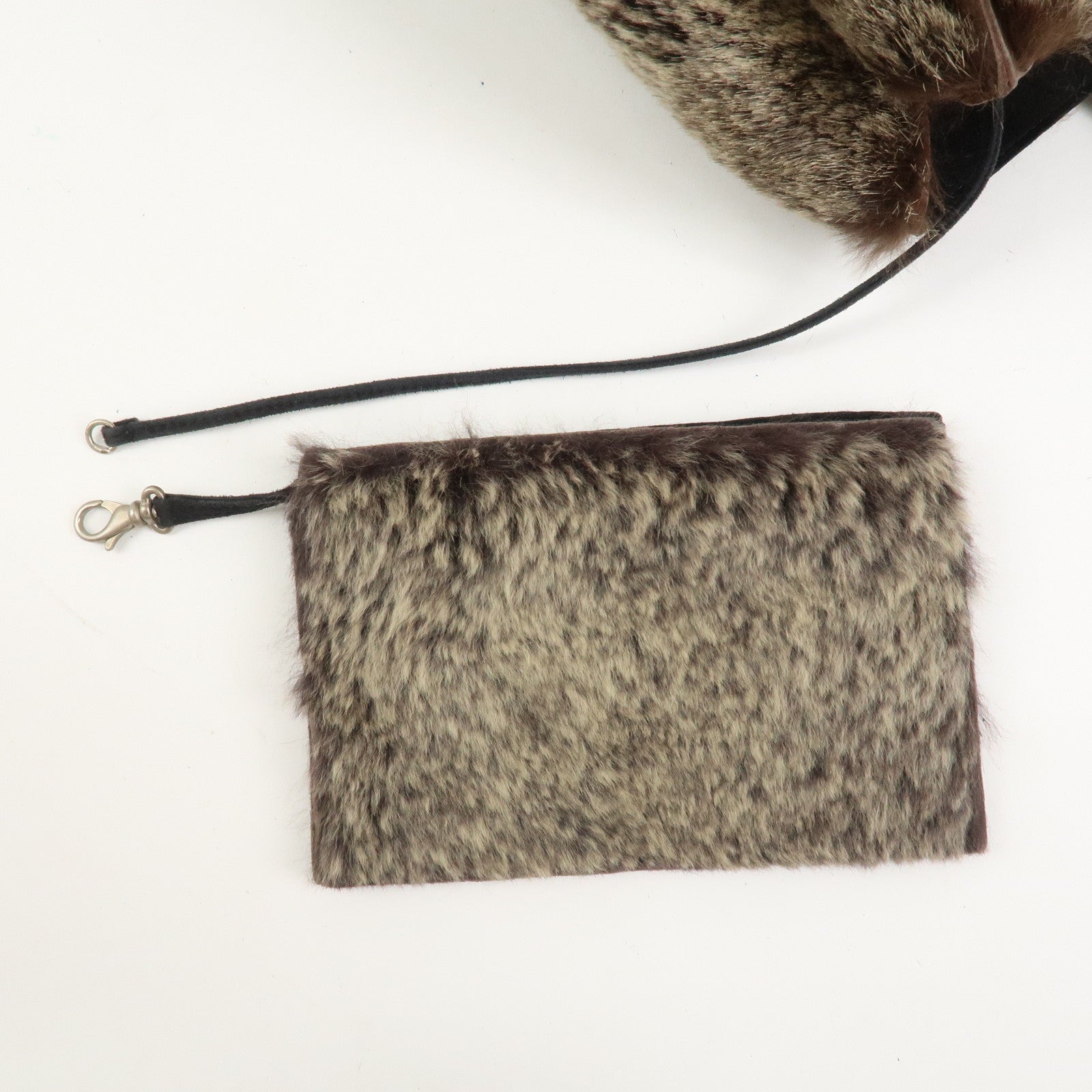 CHANEL COCO Mark Fur Suede Tote Bag Hand Bag Brown Black